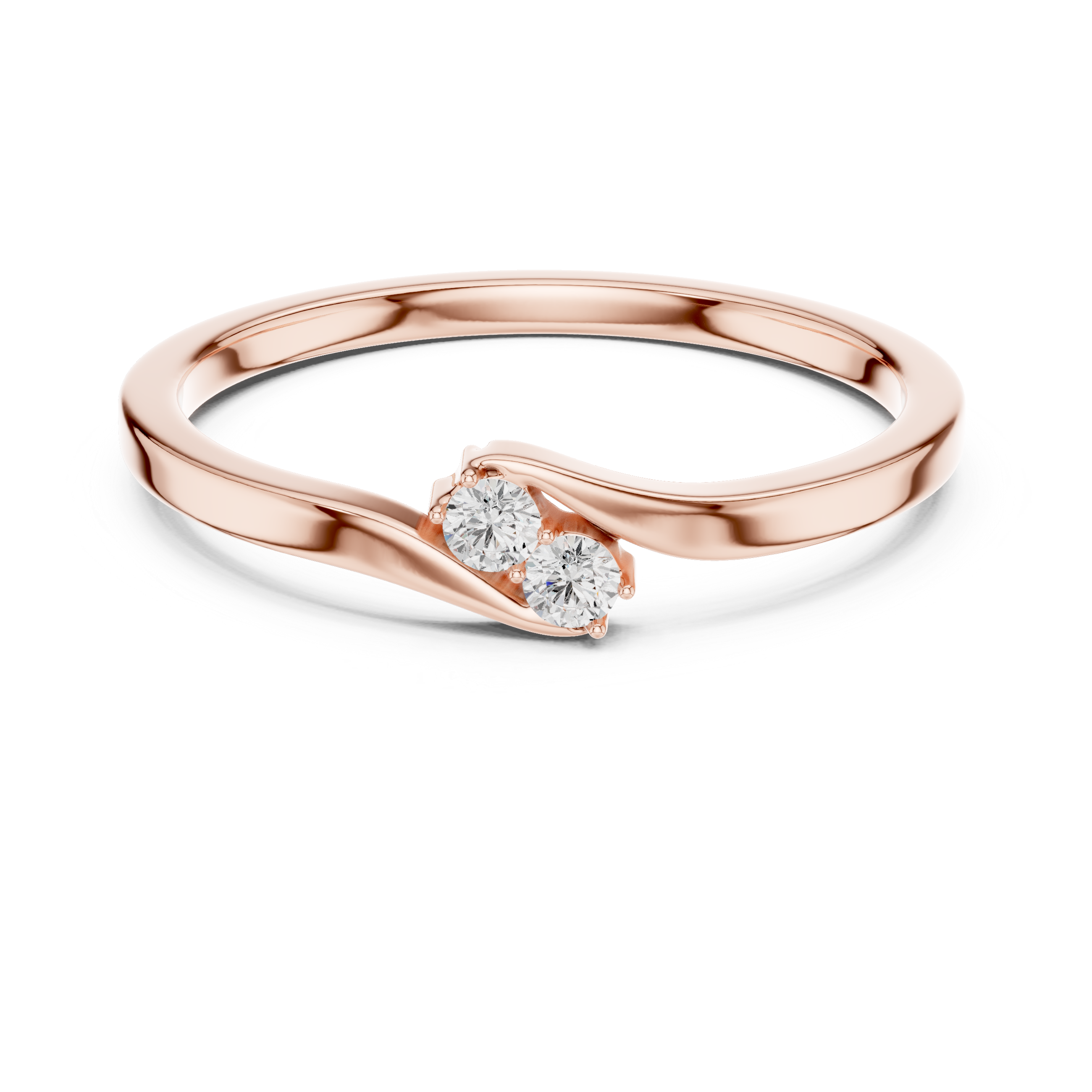 Two Stone Diamond Bypass Ring