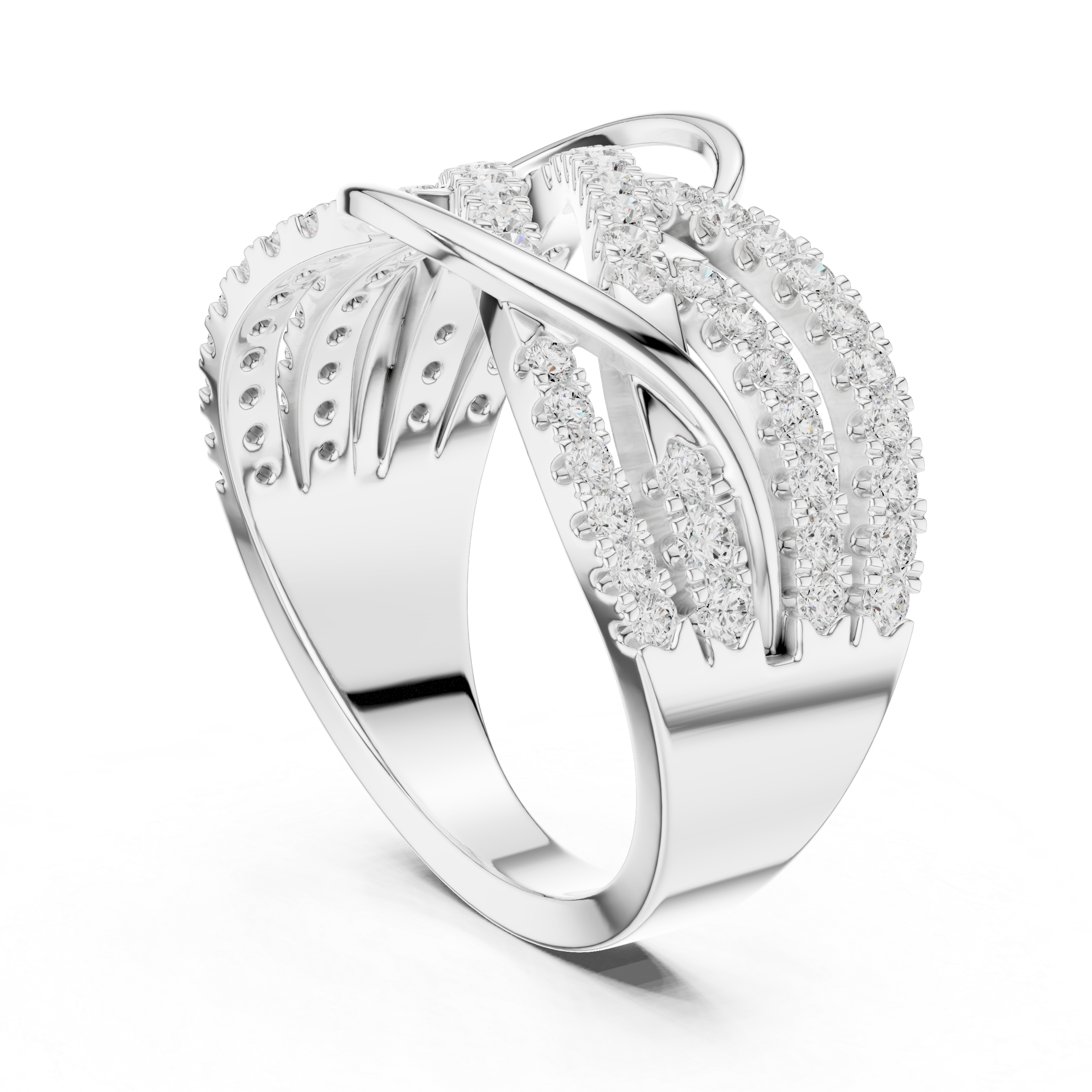 Infinity Crisscross Diamond Wide Band Ring