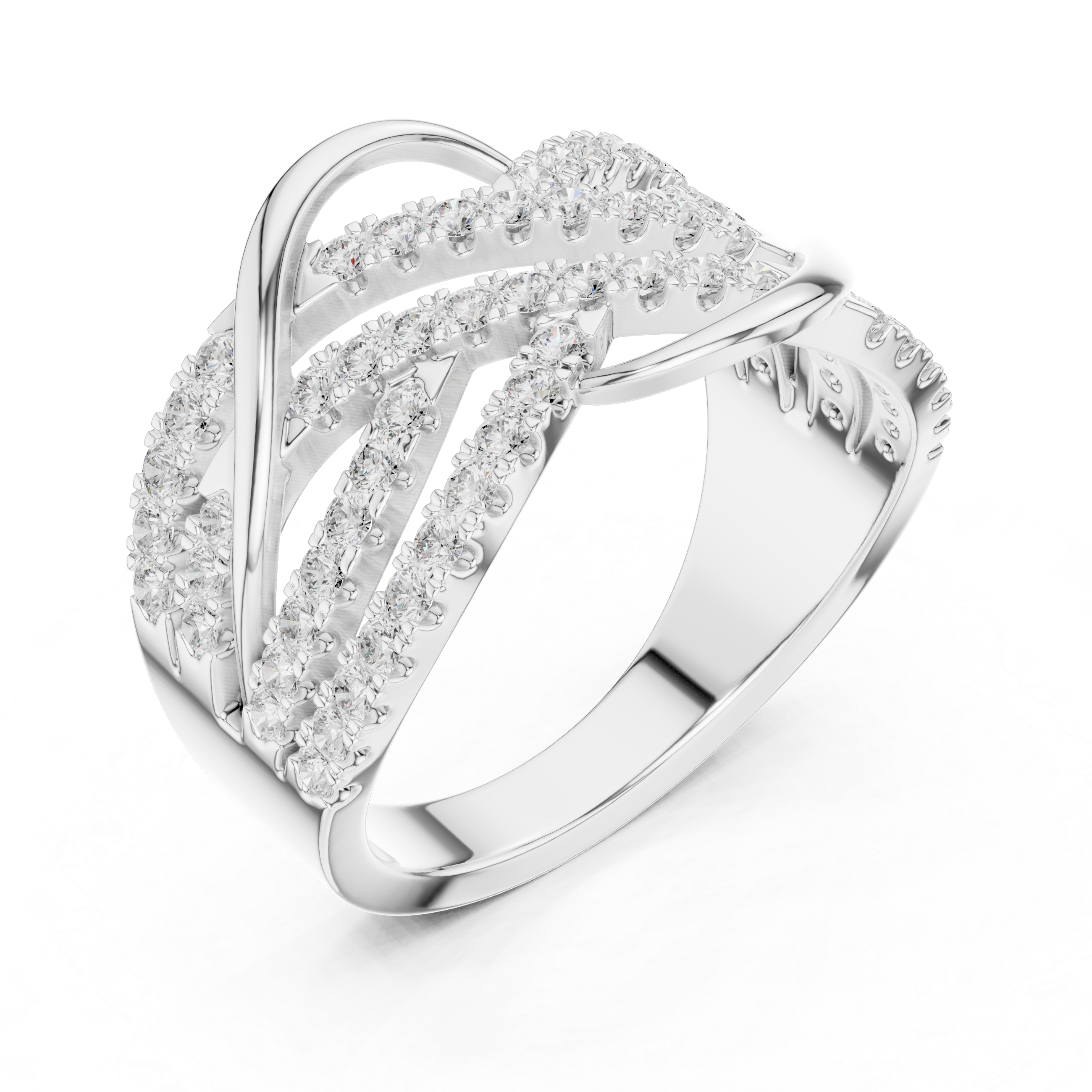 Infinity Crisscross Diamond Wide Band Ring