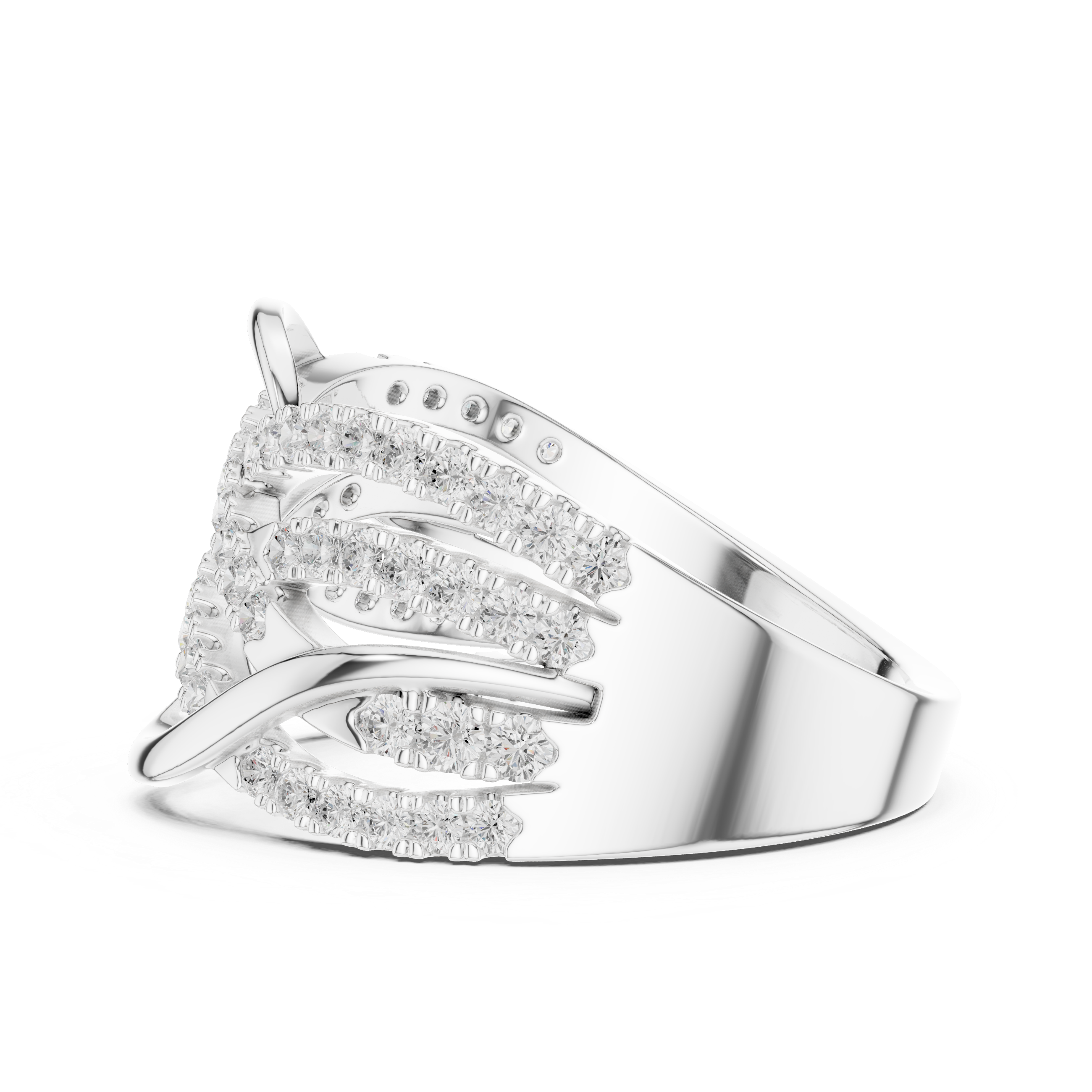 Infinity Crisscross Diamond Wide Band Ring
