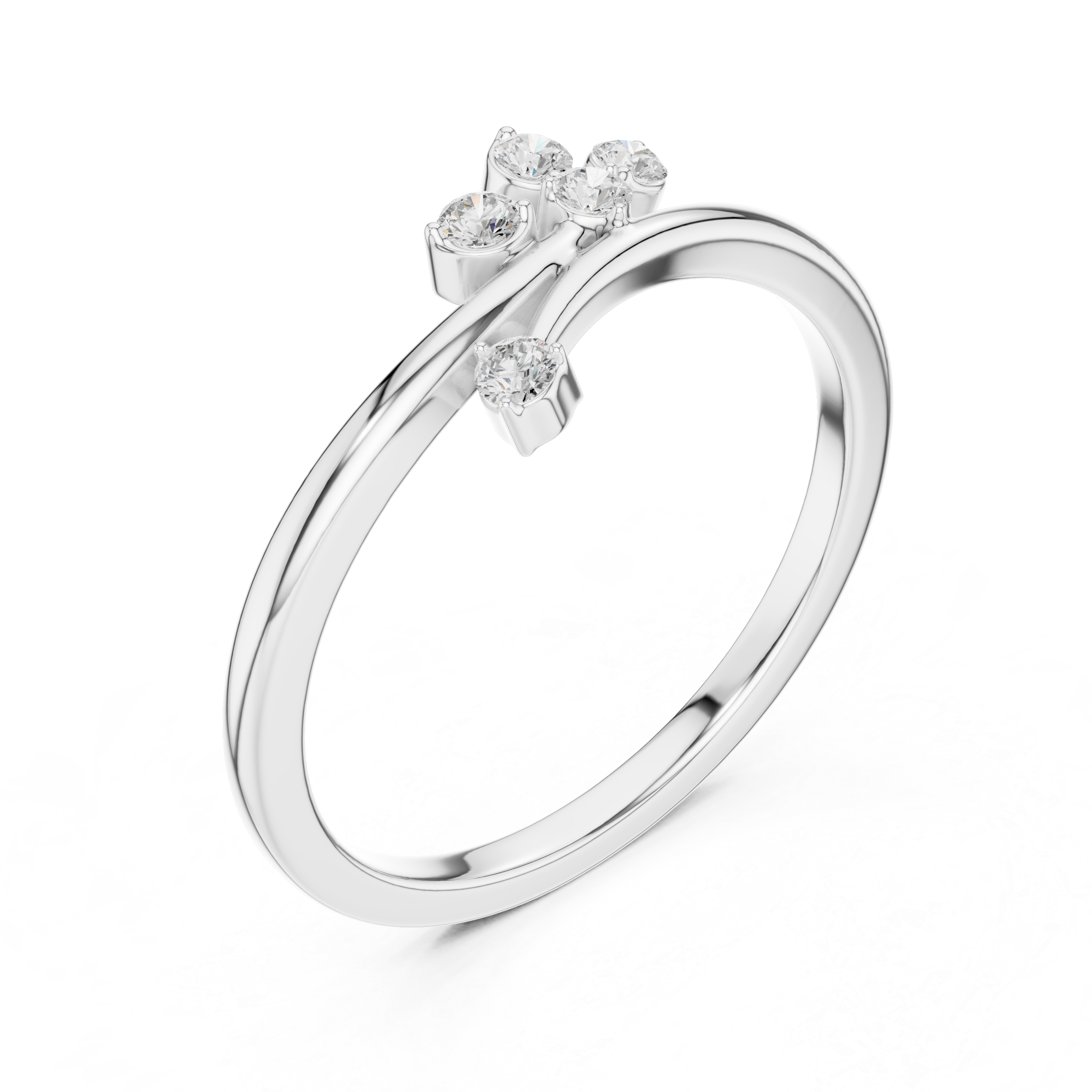 Nature Inspired Diamond Branch Ring – Five Stone Open Bypass Ring