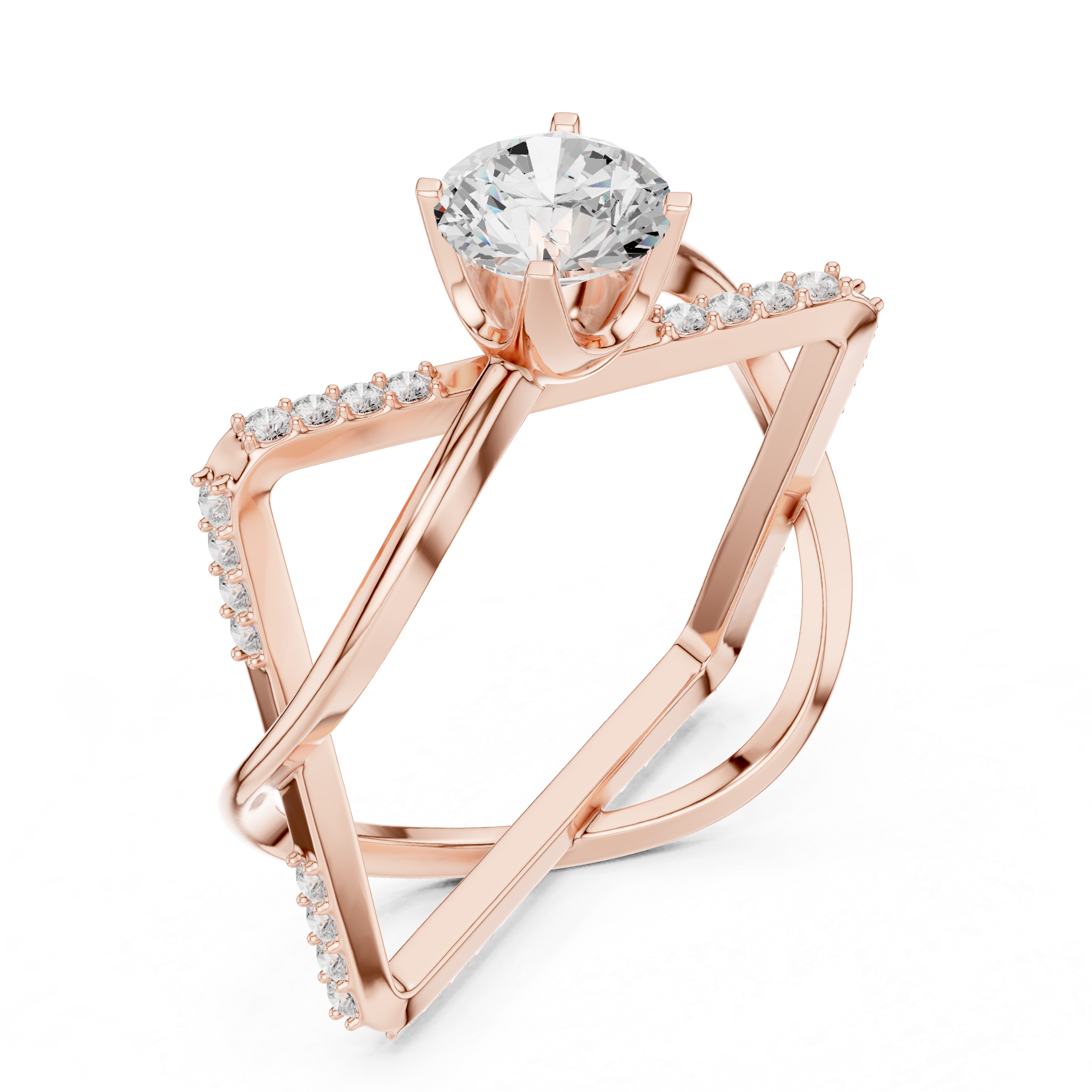 Infinity Twist Solitaire Ring – Geometric Open Frame Diamond Engagement Ring