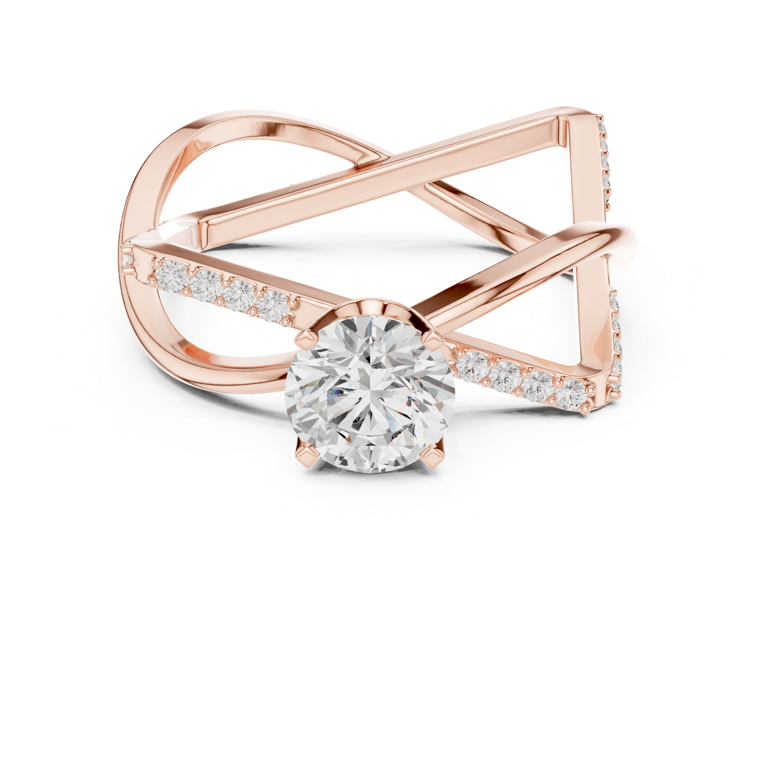 Infinity Twist Solitaire Ring – Geometric Open Frame Diamond Engagement Ring