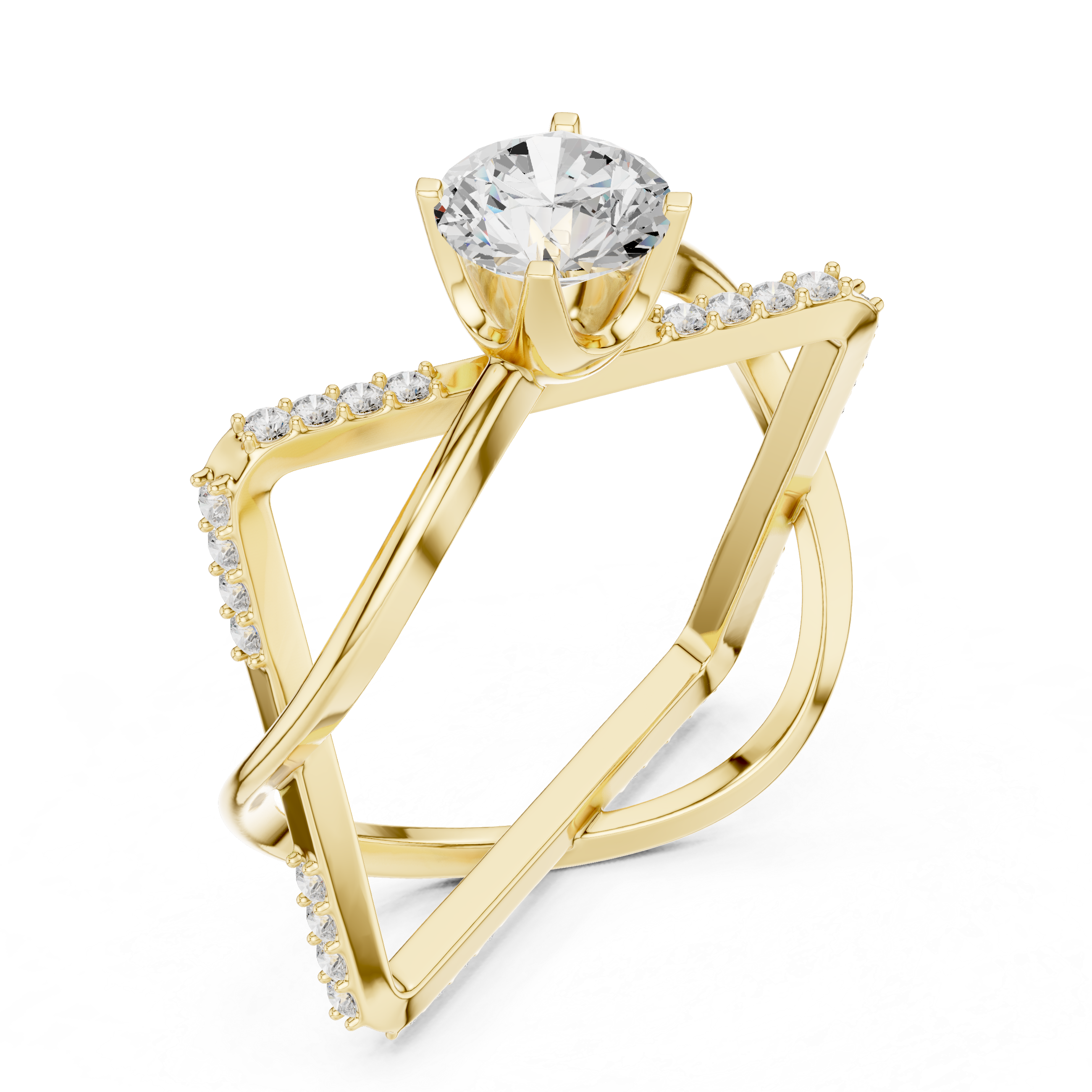 Infinity Twist Solitaire Ring – Geometric Open Frame Diamond Engagement Ring
