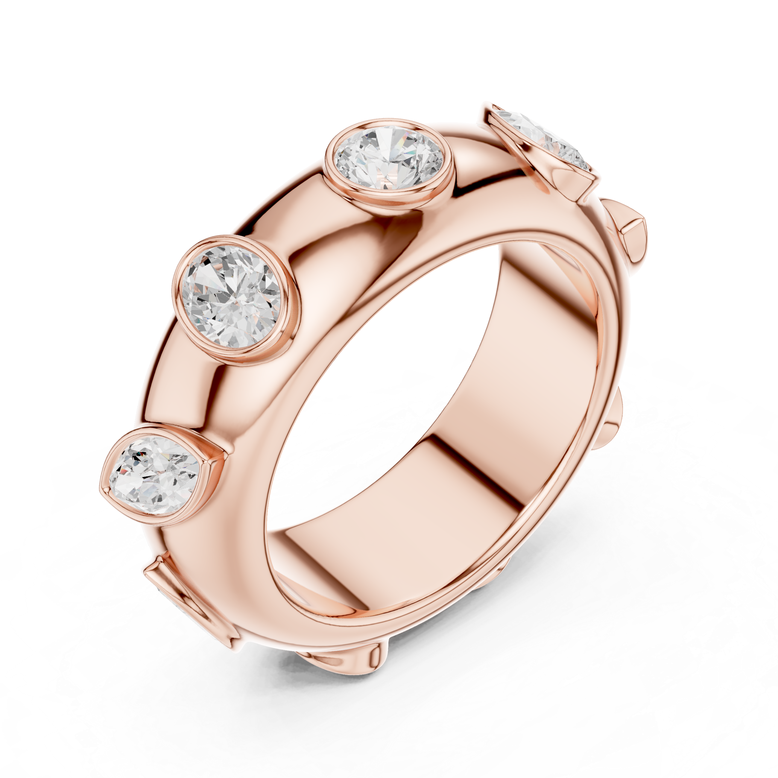 Modern Bezel Set Multi-Shape Diamond Band Ring – Contemporary Statement Ring