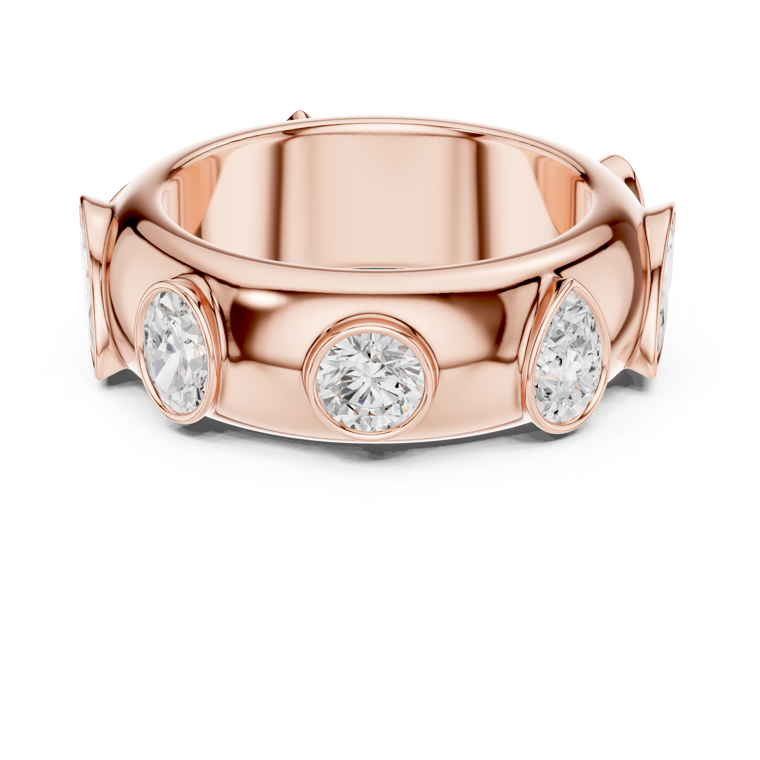 Modern Bezel Set Multi-Shape Diamond Band Ring – Contemporary Statement Ring