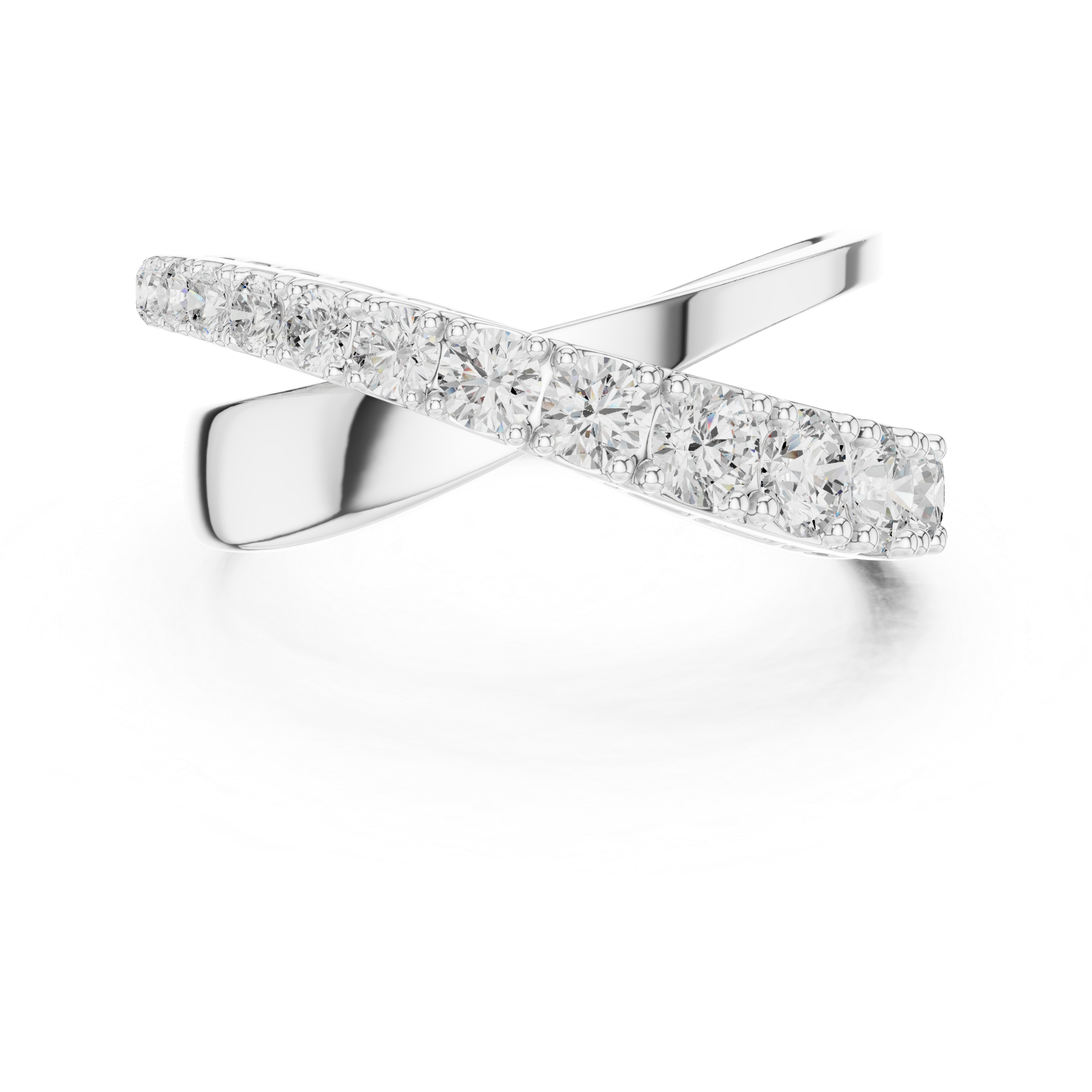 Criss-Cross Diamond Ring – Graduated Round Diamond Crossover Statement Ring