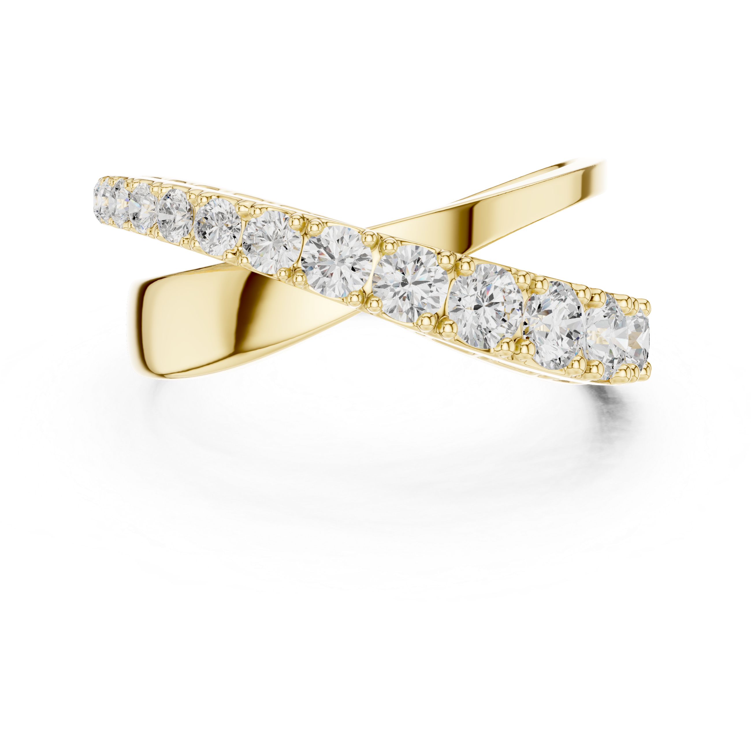 Criss-Cross Diamond Ring – Graduated Round Diamond Crossover Statement Ring