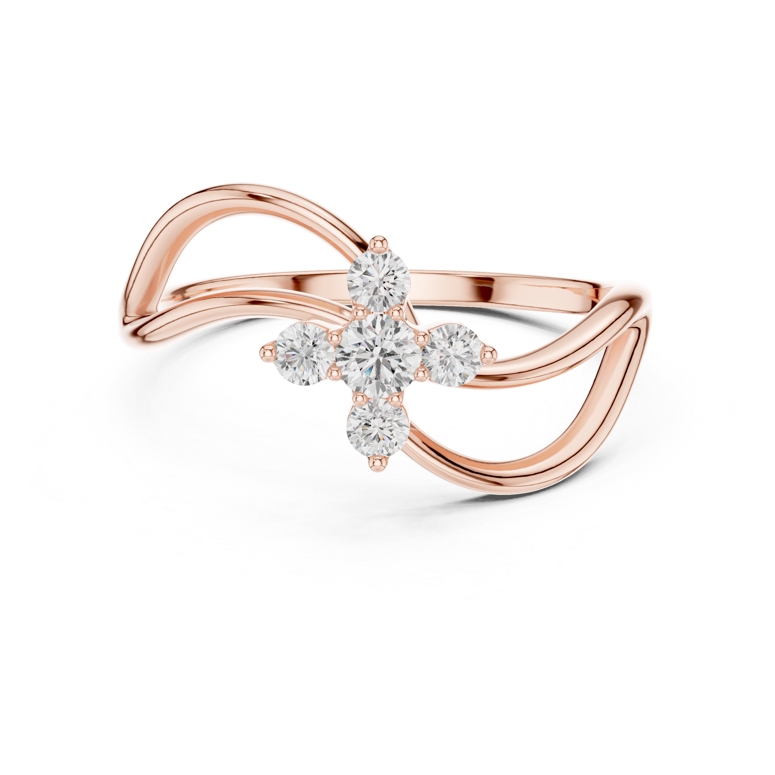 Infinity Twist Diamond Ring – Floral Cluster Promise Ring with Open Loop Design