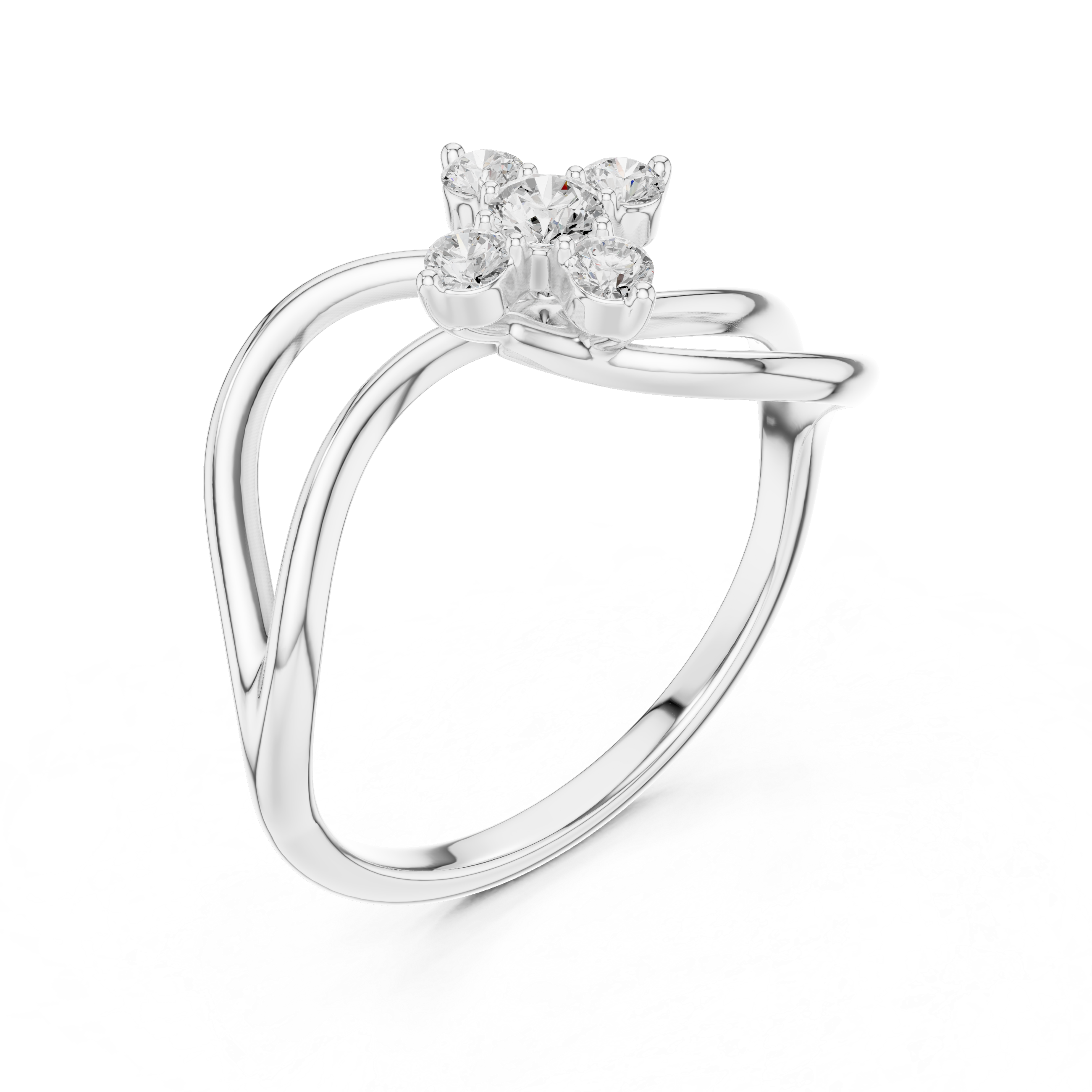 Infinity Twist Diamond Ring – Floral Cluster Promise Ring with Open Loop Design