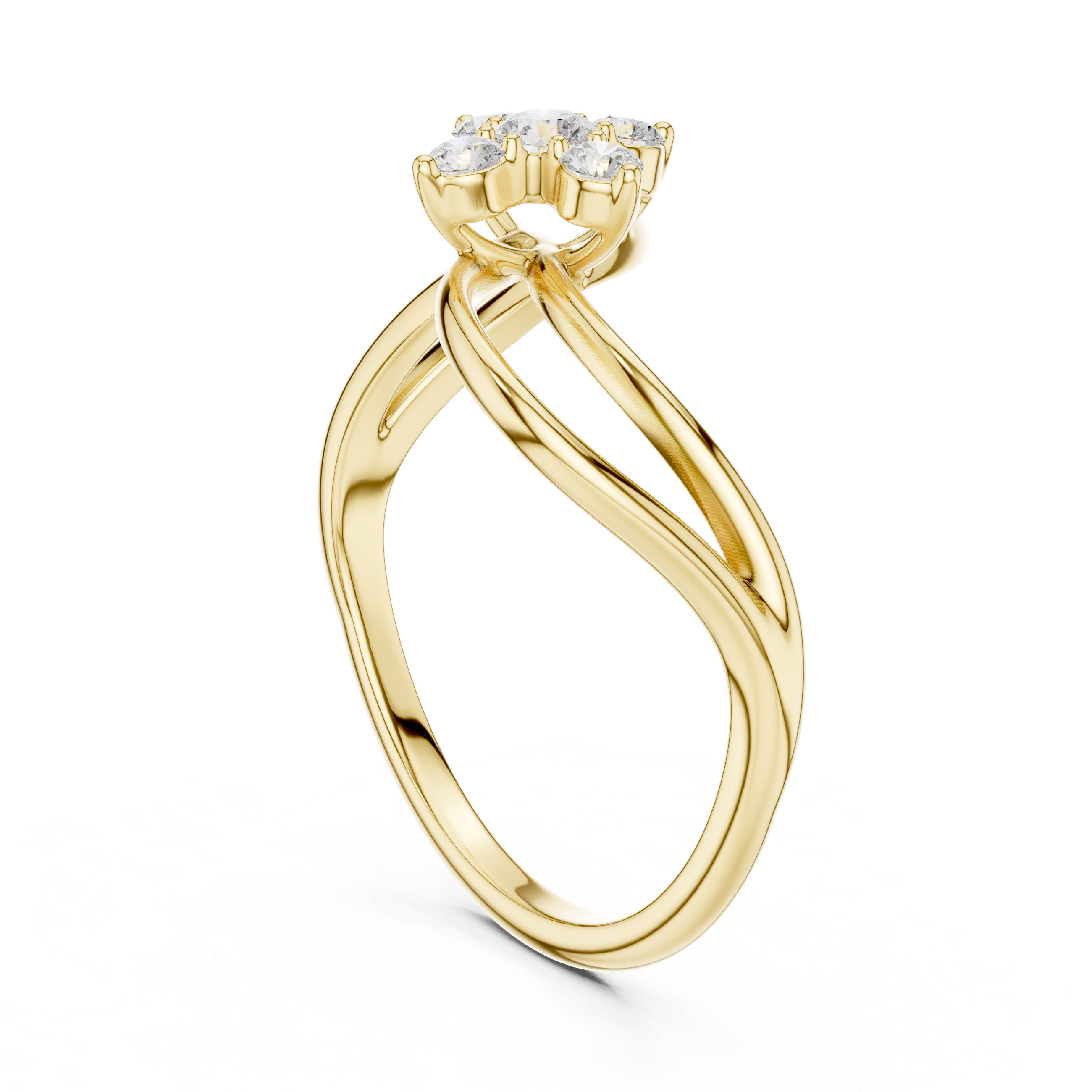 Infinity Twist Diamond Ring – Floral Cluster Promise Ring with Open Loop Design