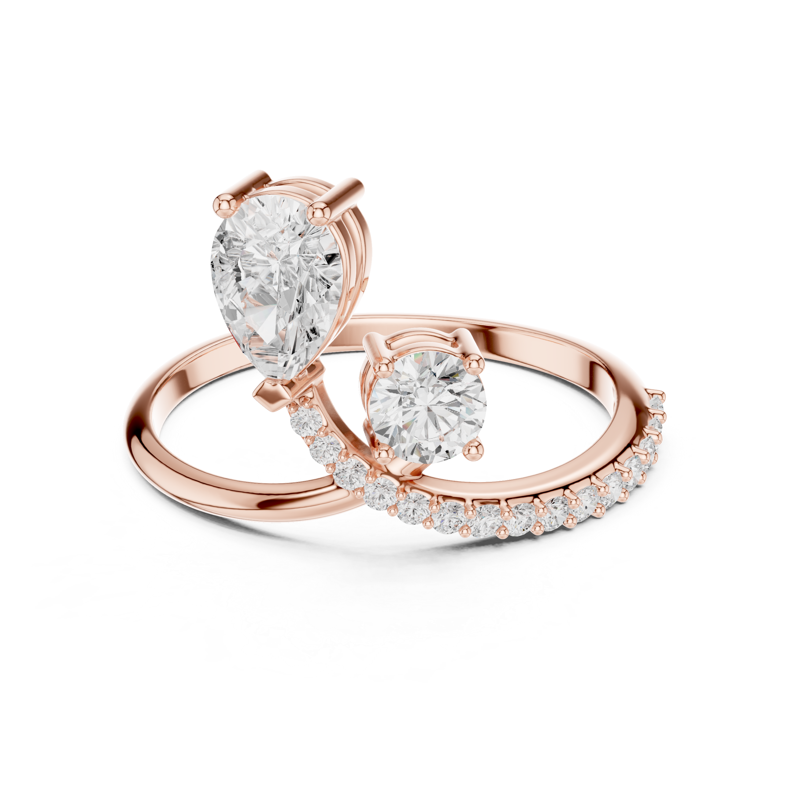 Pear Cut Bypass Diamond Ring – Asymmetrical Open Design Engagement Ring