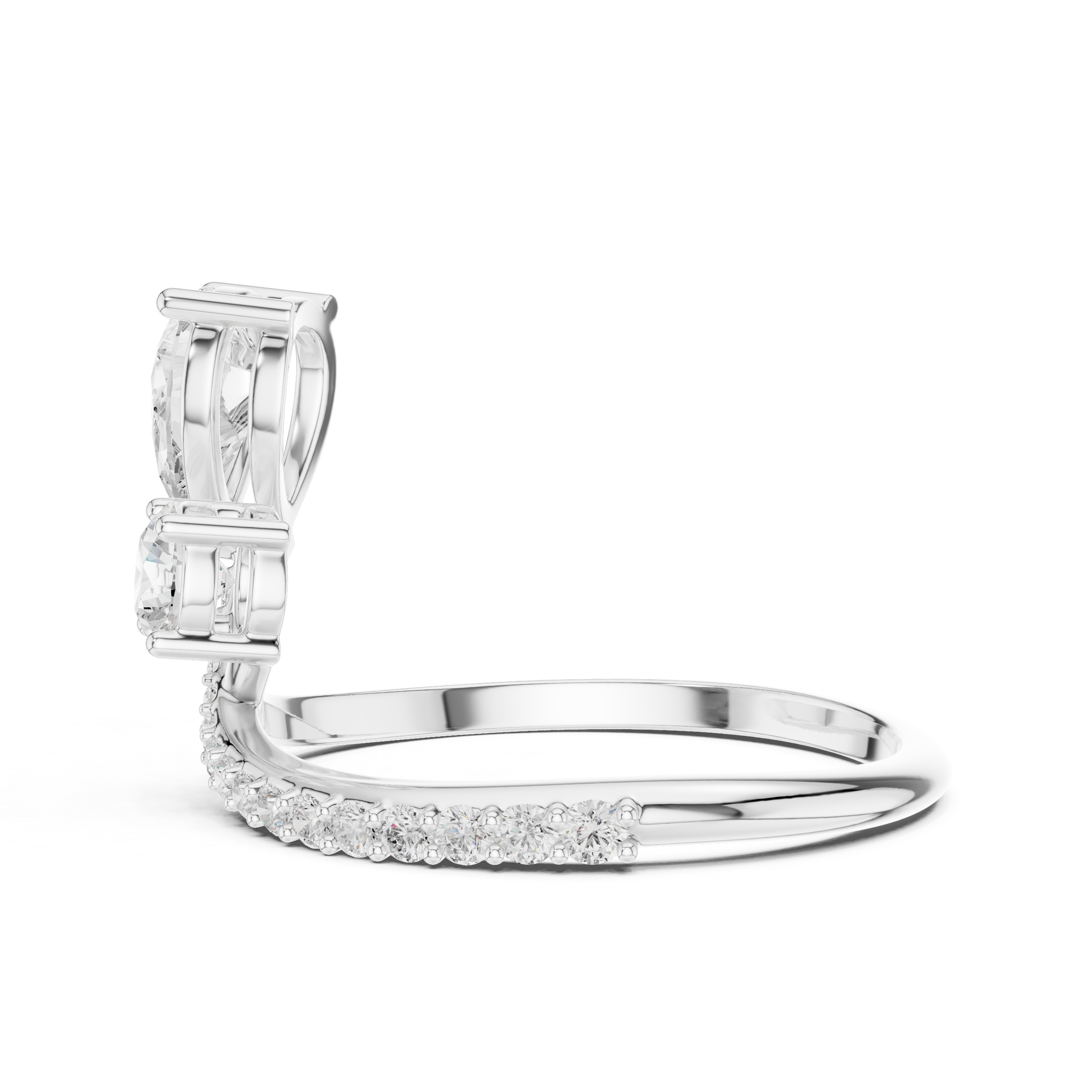 Pear Cut Bypass Diamond Ring – Asymmetrical Open Design Engagement Ring
