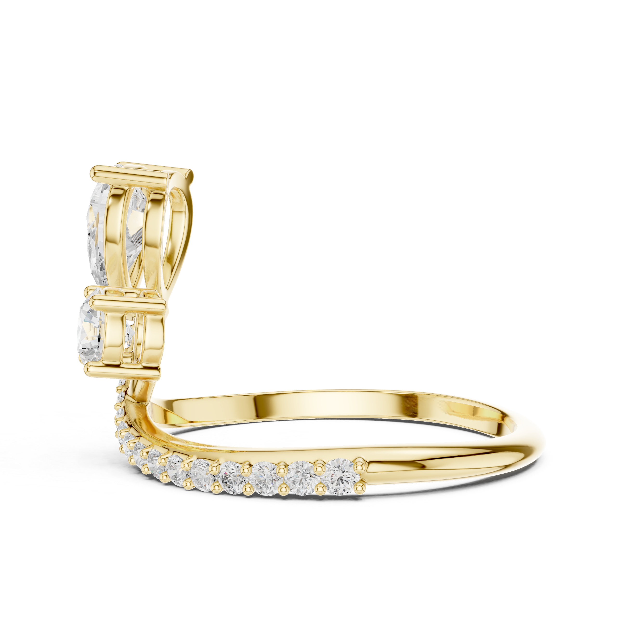 Pear Cut Bypass Diamond Ring – Asymmetrical Open Design Engagement Ring