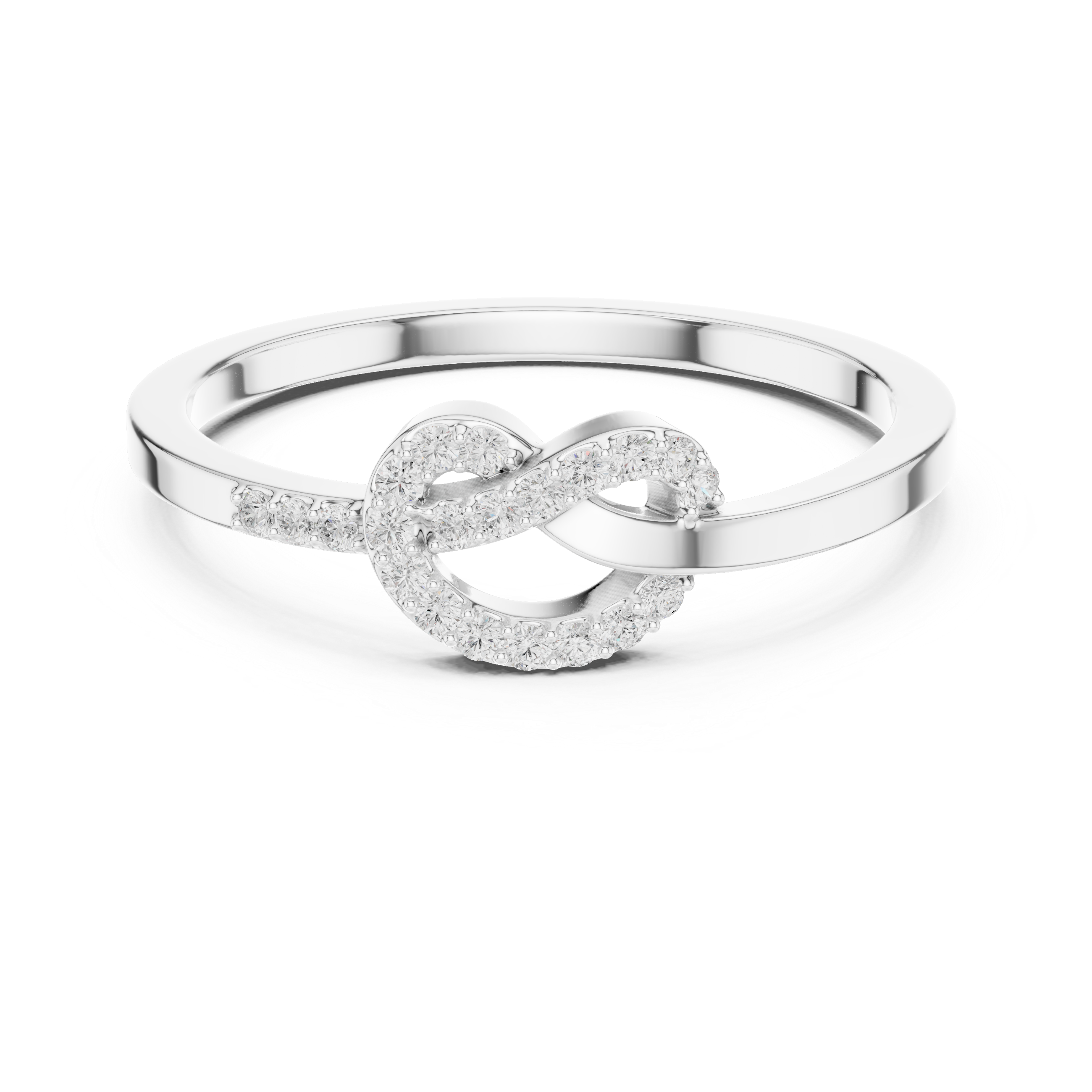 Infinity Knot Diamond Ring – Pavé Set Open Loop Promise Ring