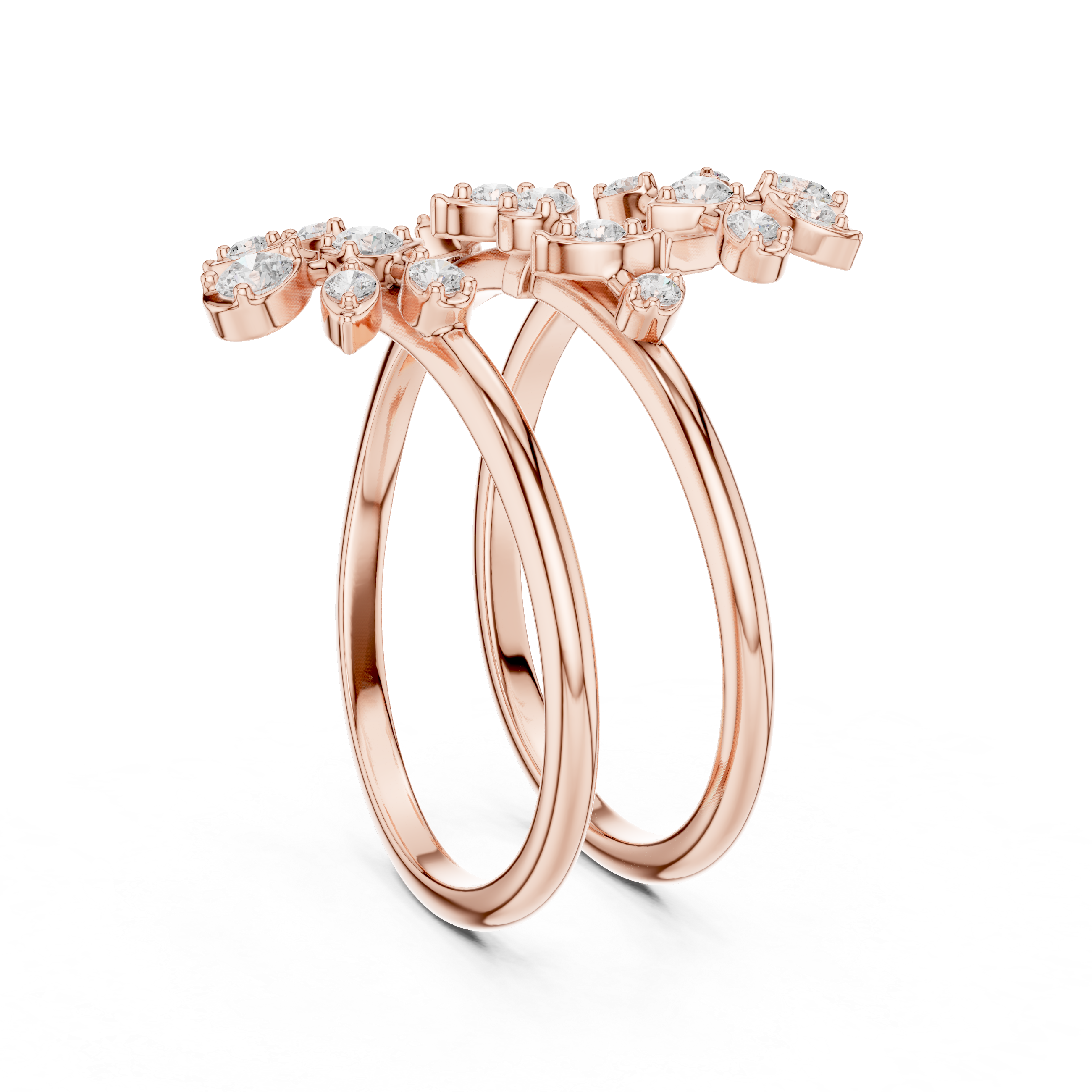 Triple Wrap Floral Diamond Ring – Multi-Layer Spiral Statement Ring