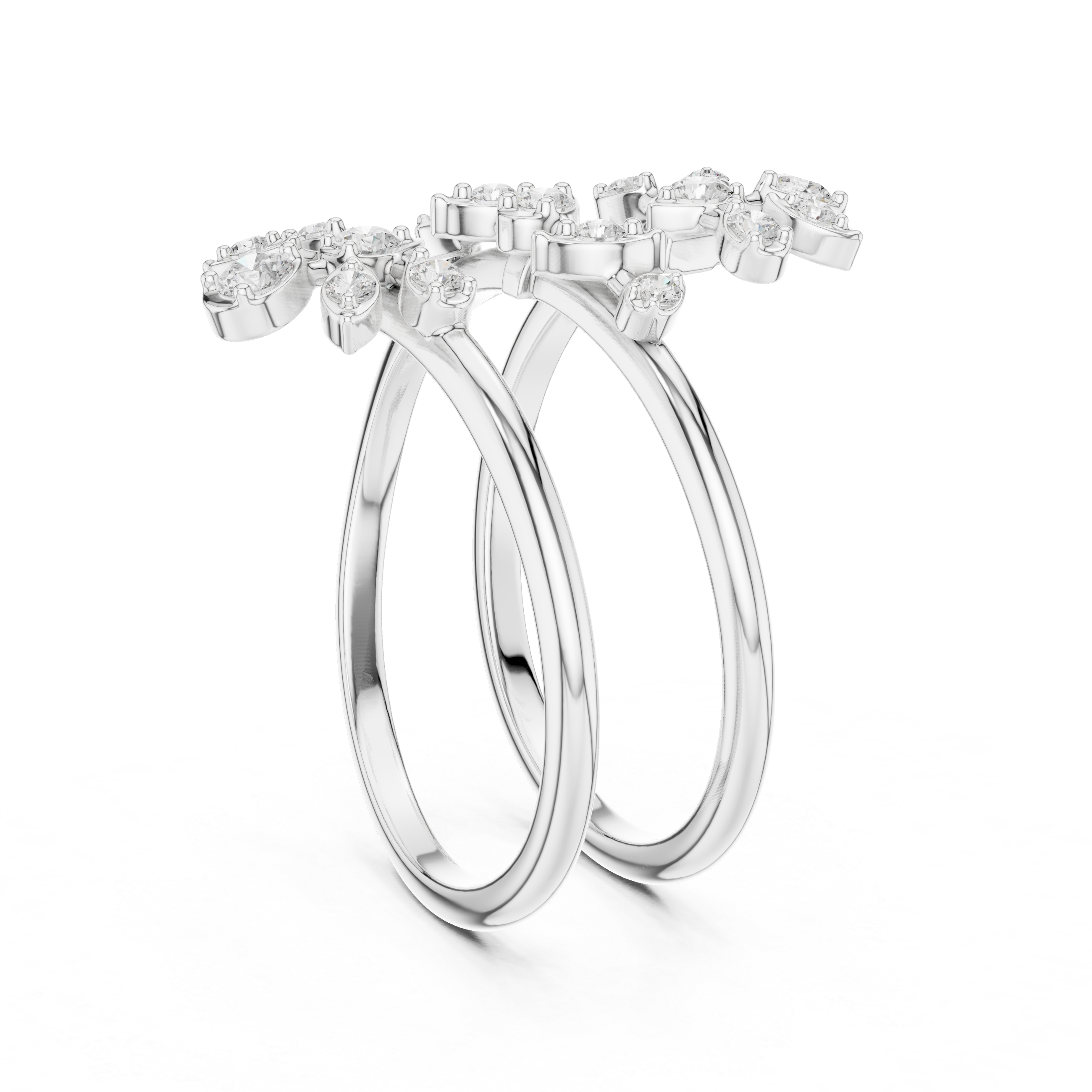 Triple Wrap Floral Diamond Ring – Multi-Layer Spiral Statement Ring