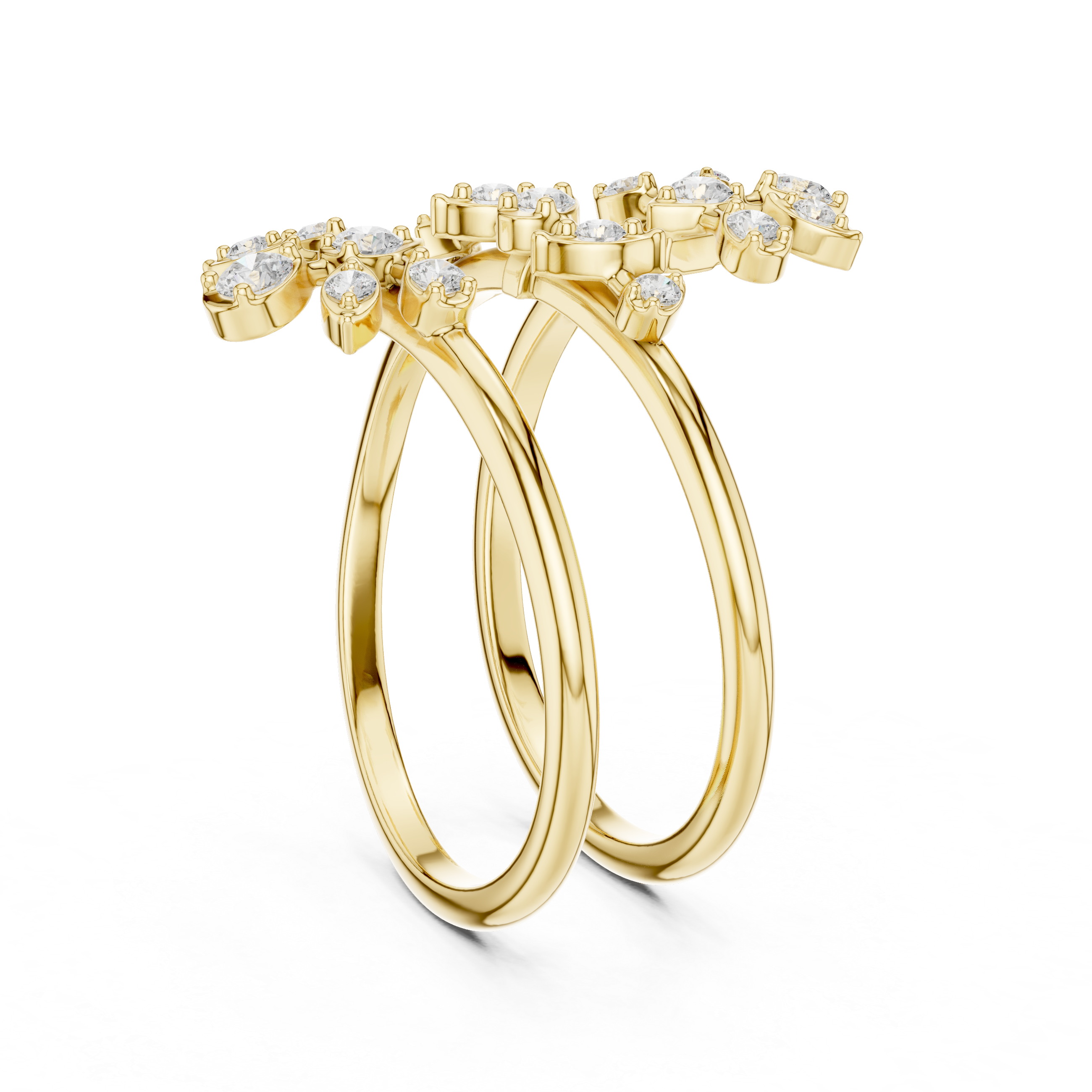 Triple Wrap Floral Diamond Ring – Multi-Layer Spiral Statement Ring