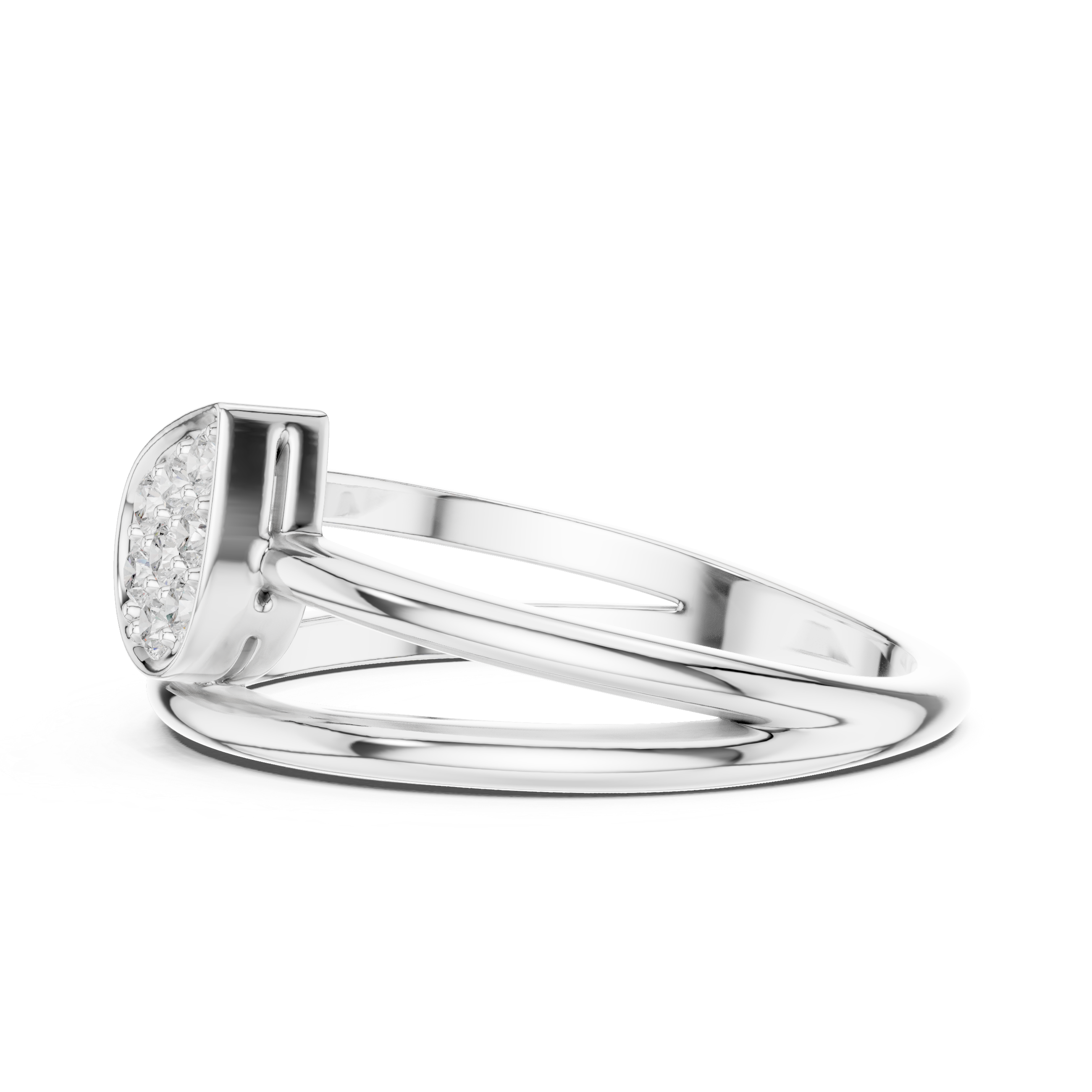 Pear-Shaped Pavé Diamond Ring – Modern Double Band Open Ring