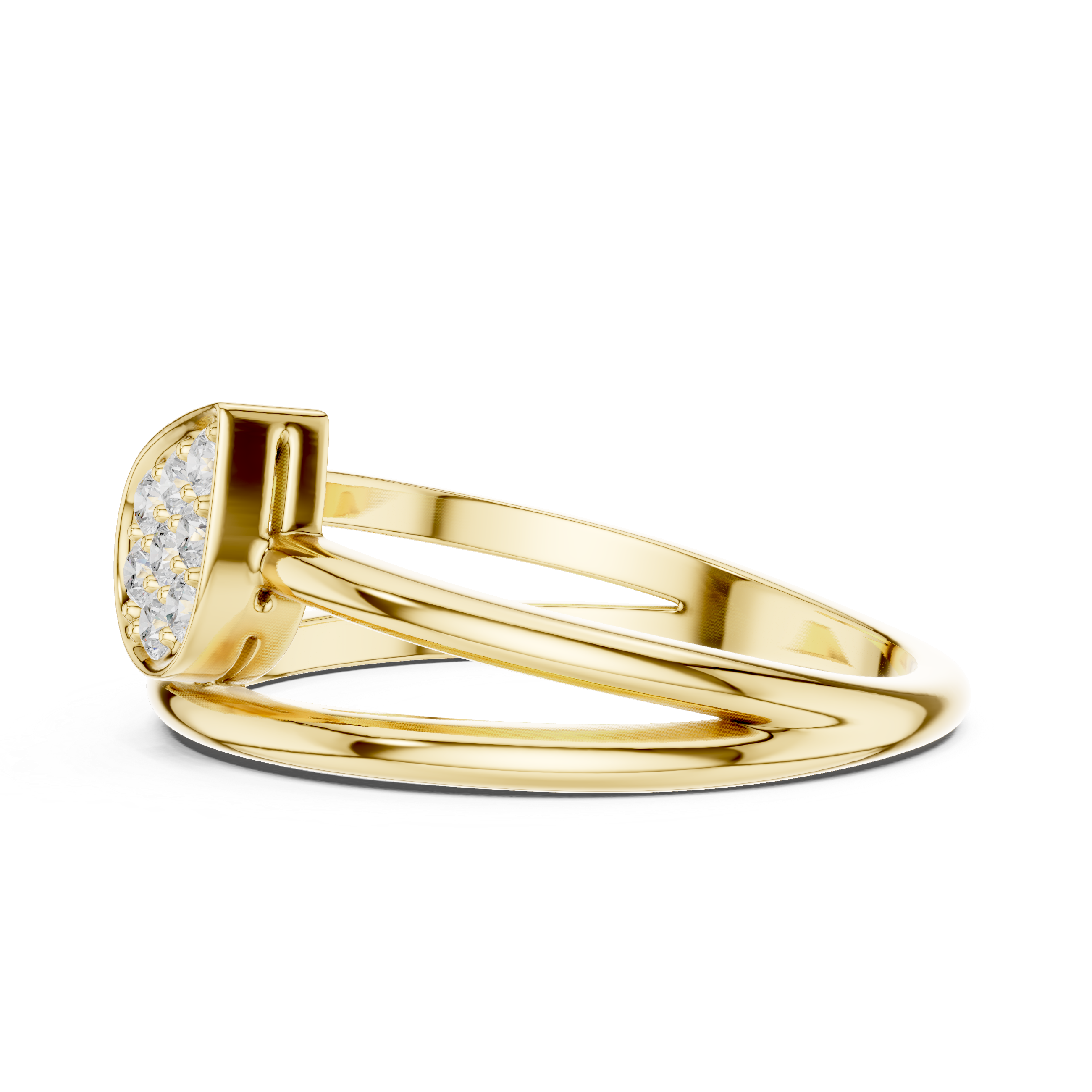Pear-Shaped Pavé Diamond Ring – Modern Double Band Open Ring