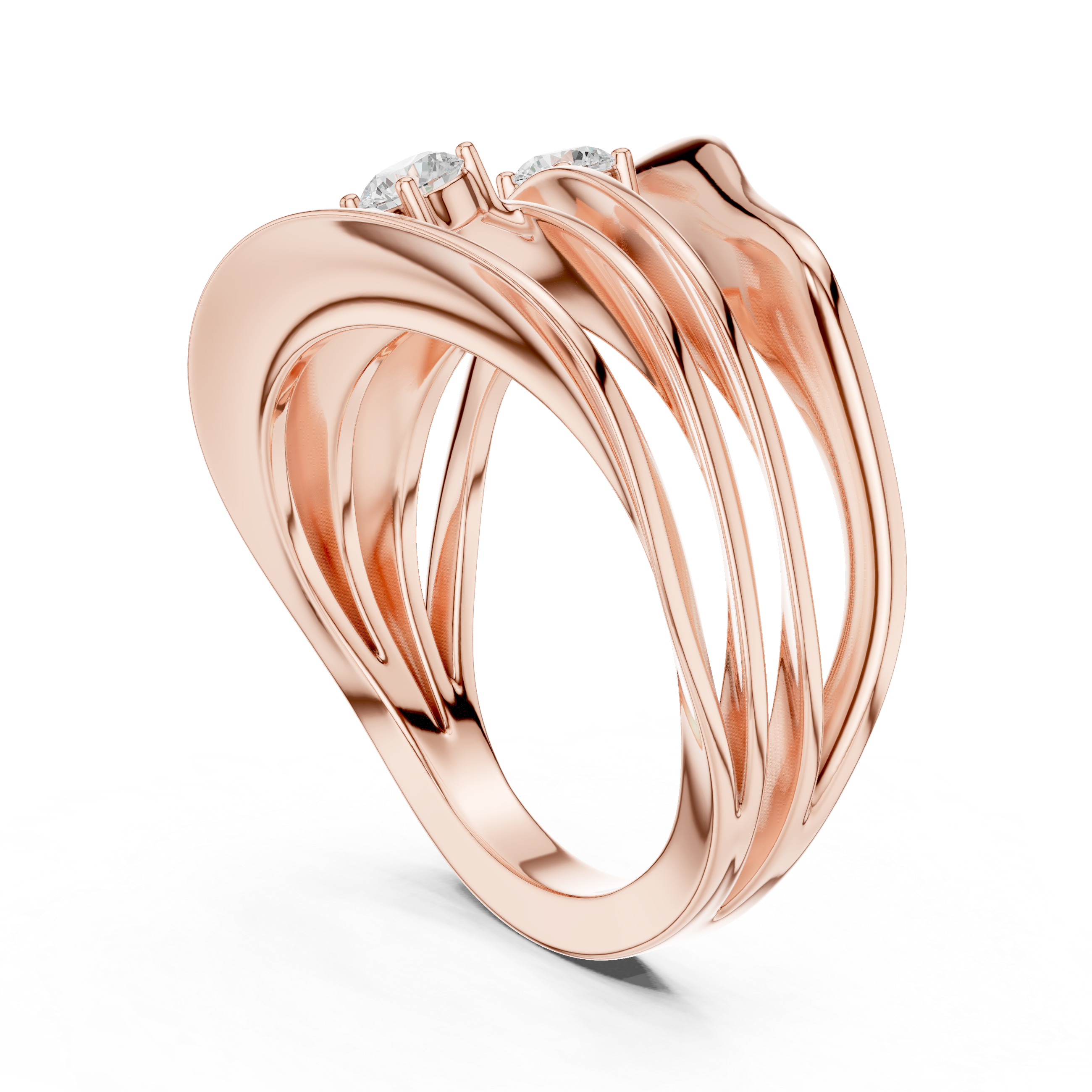 Triple Diamond Multi-Layer Wrap Ring – Contemporary Statement Ring