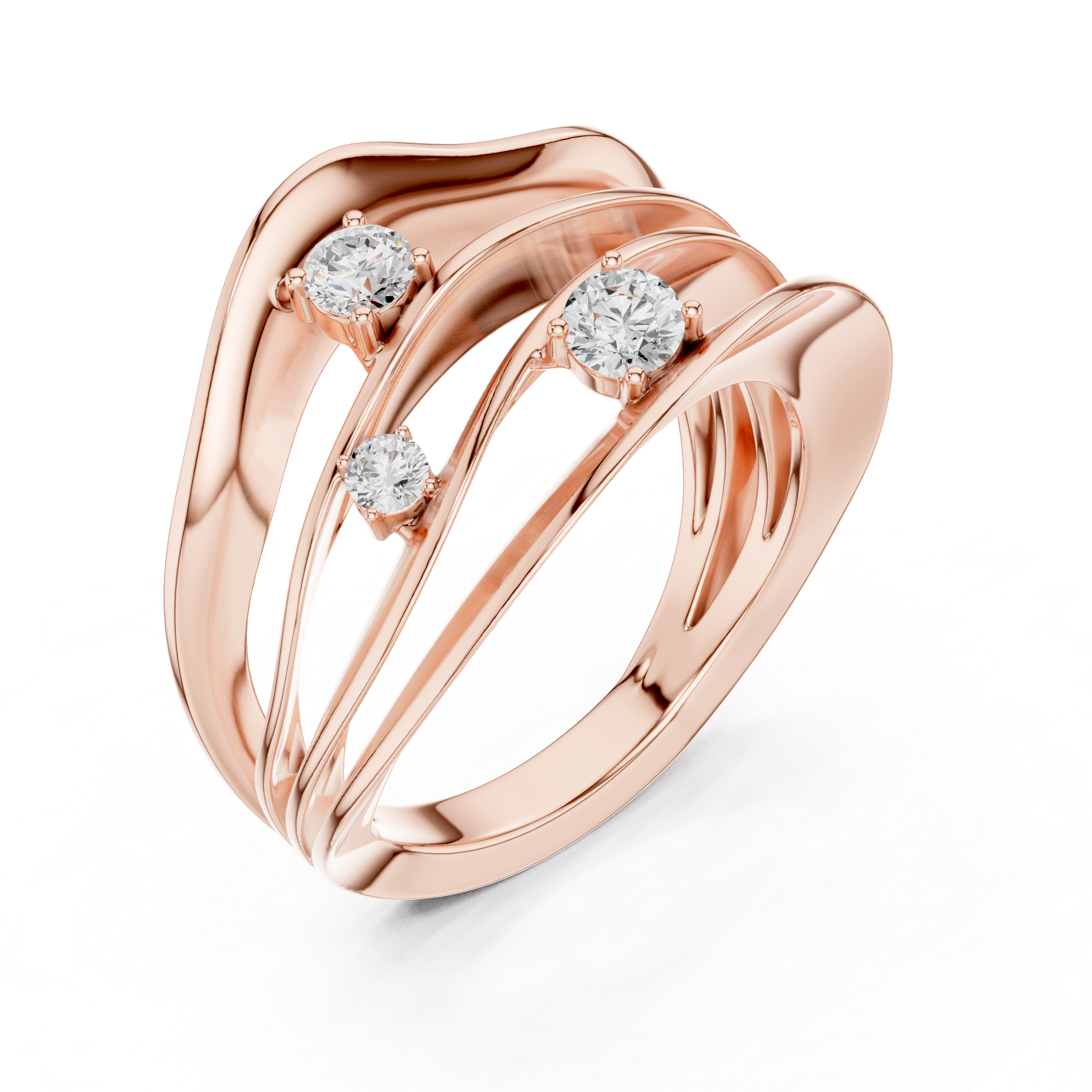 Triple Diamond Multi-Layer Wrap Ring – Contemporary Statement Ring