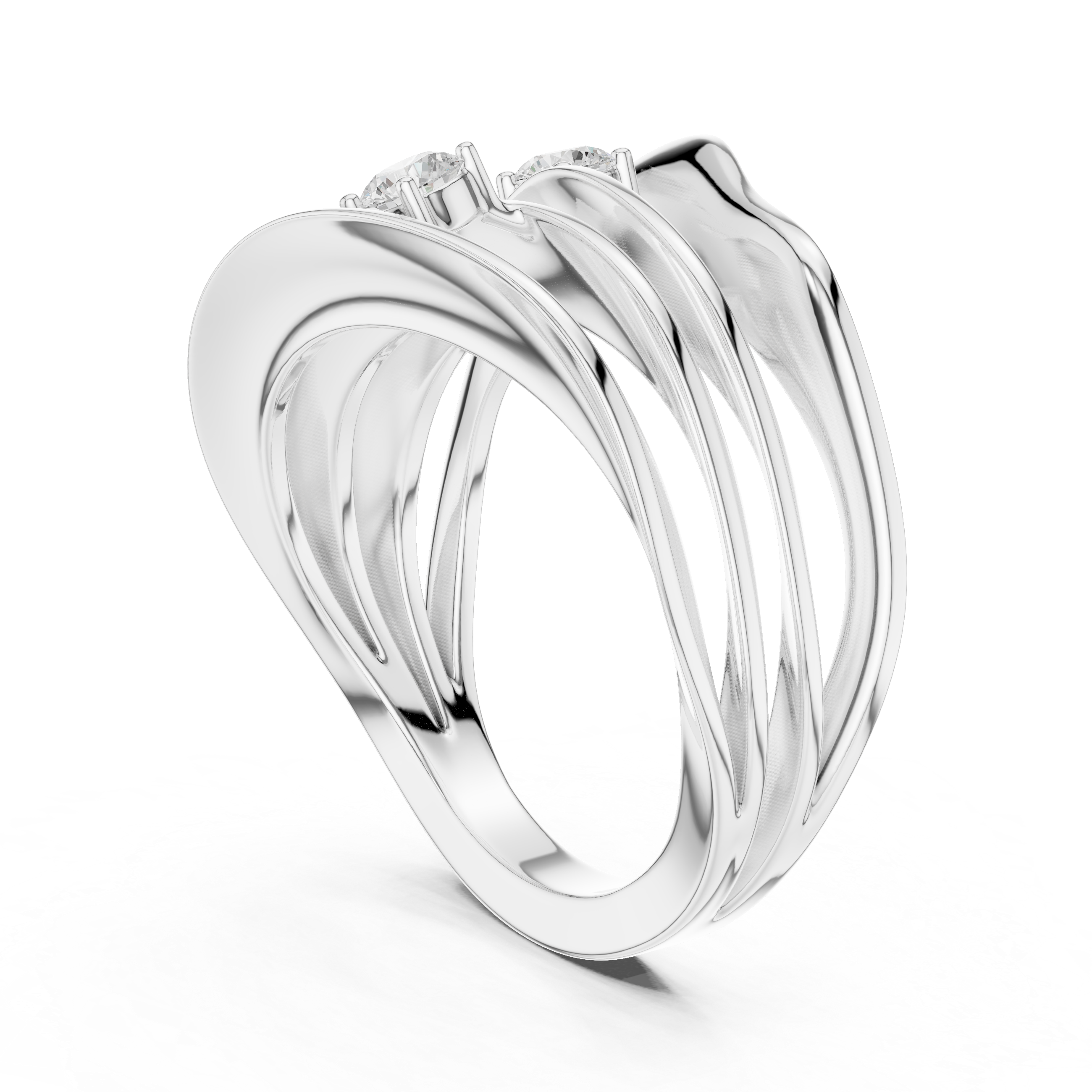 Triple Diamond Multi-Layer Wrap Ring – Contemporary Statement Ring