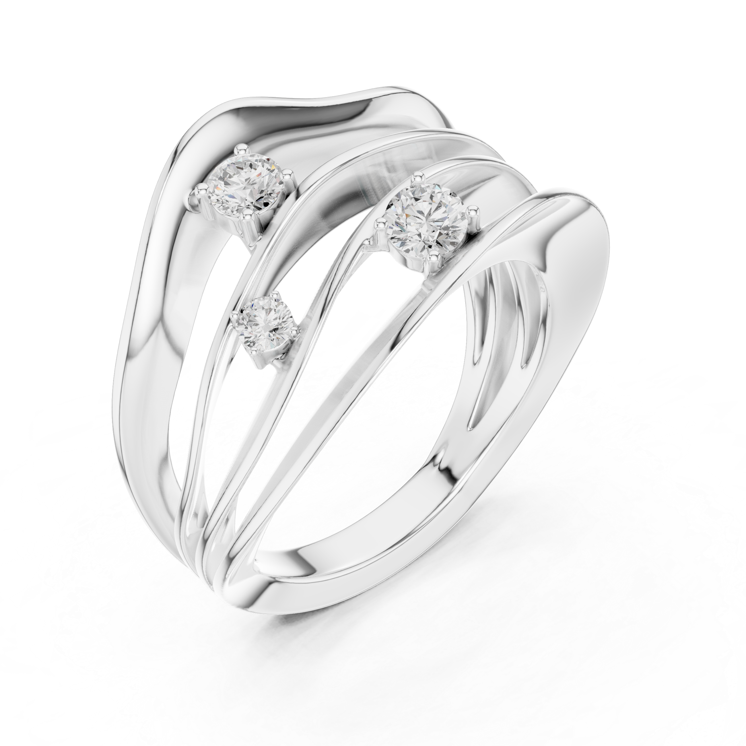 Triple Diamond Multi-Layer Wrap Ring – Contemporary Statement Ring