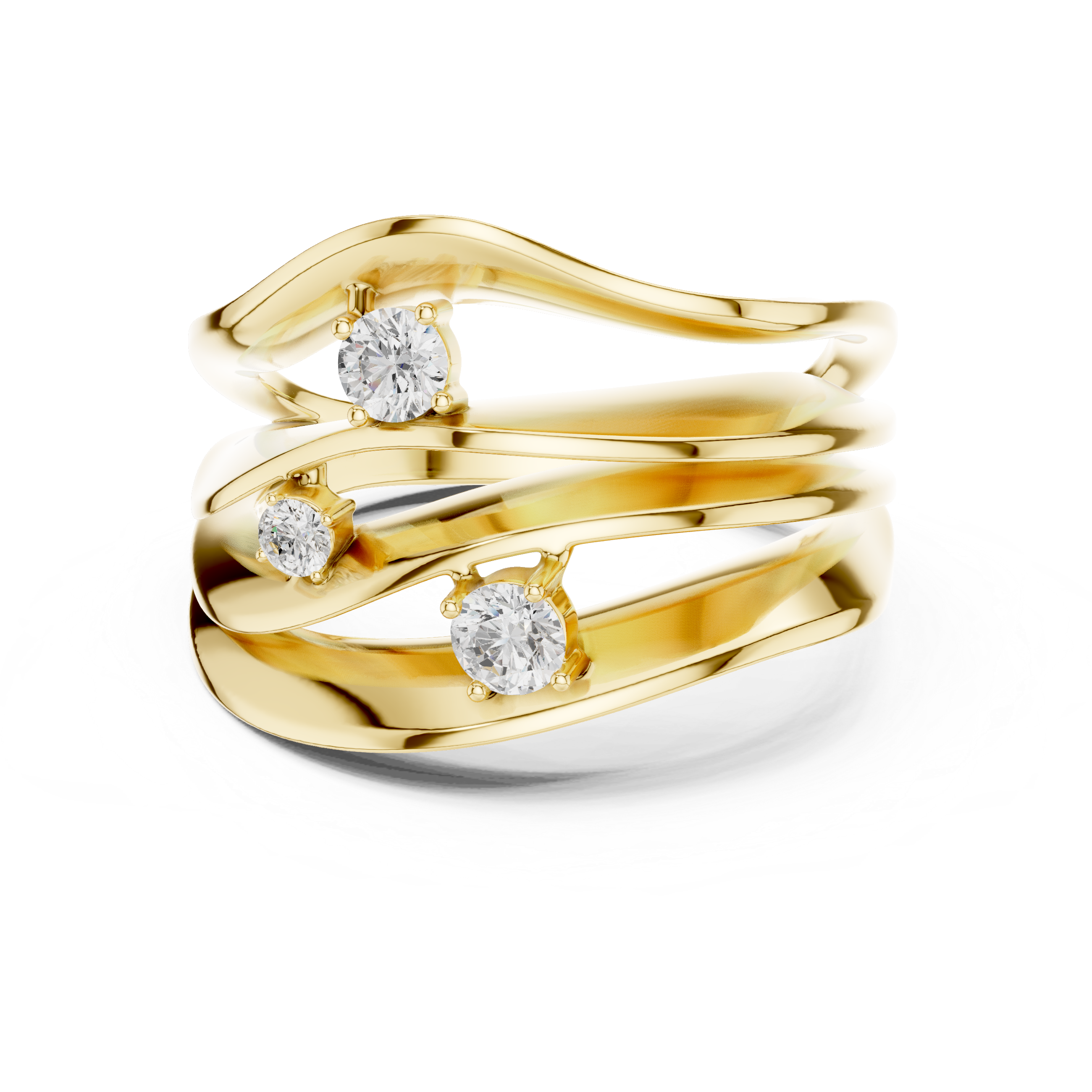 Triple Diamond Multi-Layer Wrap Ring – Contemporary Statement Ring
