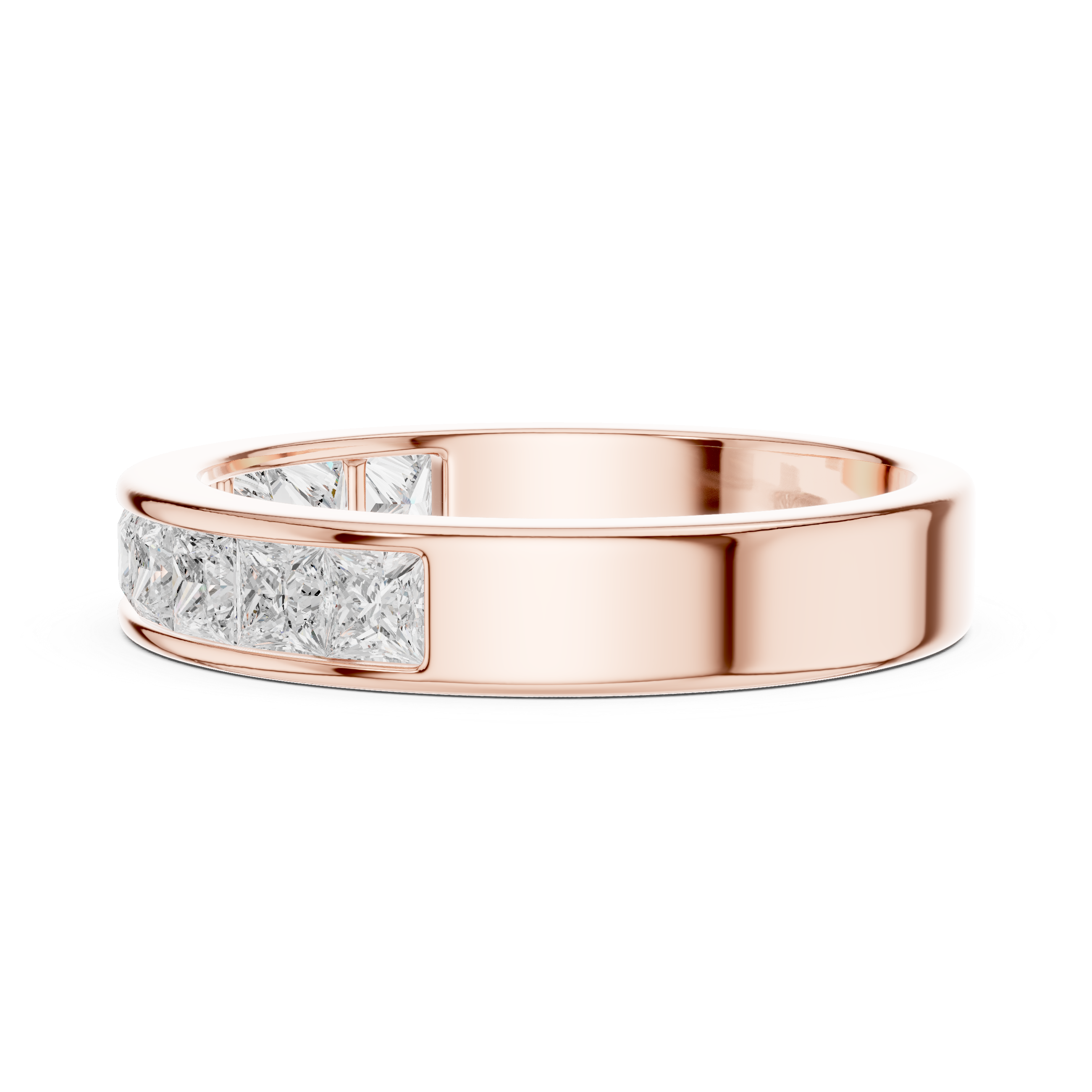 Princess Cut Channel Set Wedding Band – Modern Diamond Eternity Style Ring