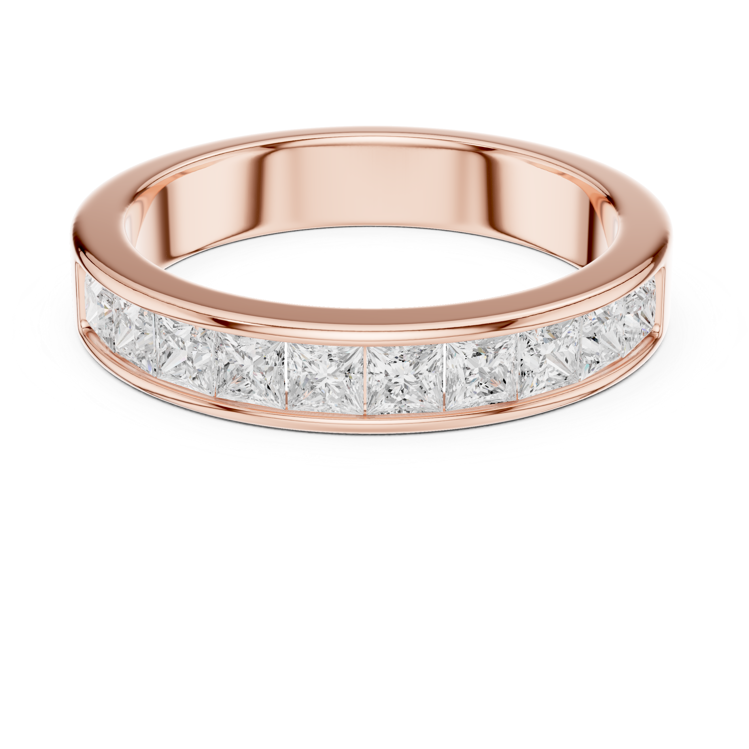 Princess Cut Channel Set Wedding Band – Modern Diamond Eternity Style Ring