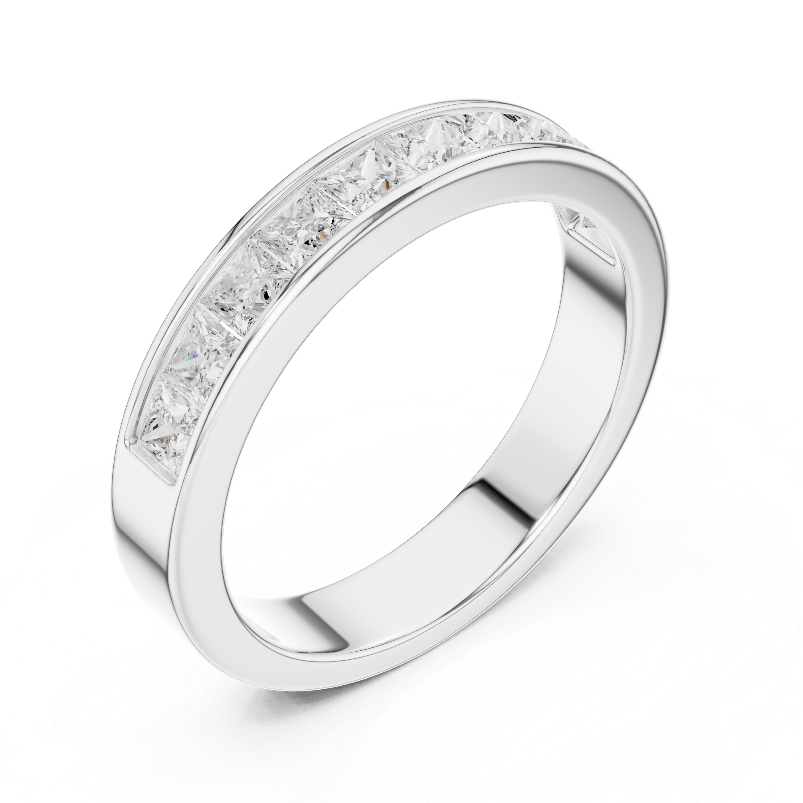 Princess Cut Channel Set Wedding Band – Modern Diamond Eternity Style Ring