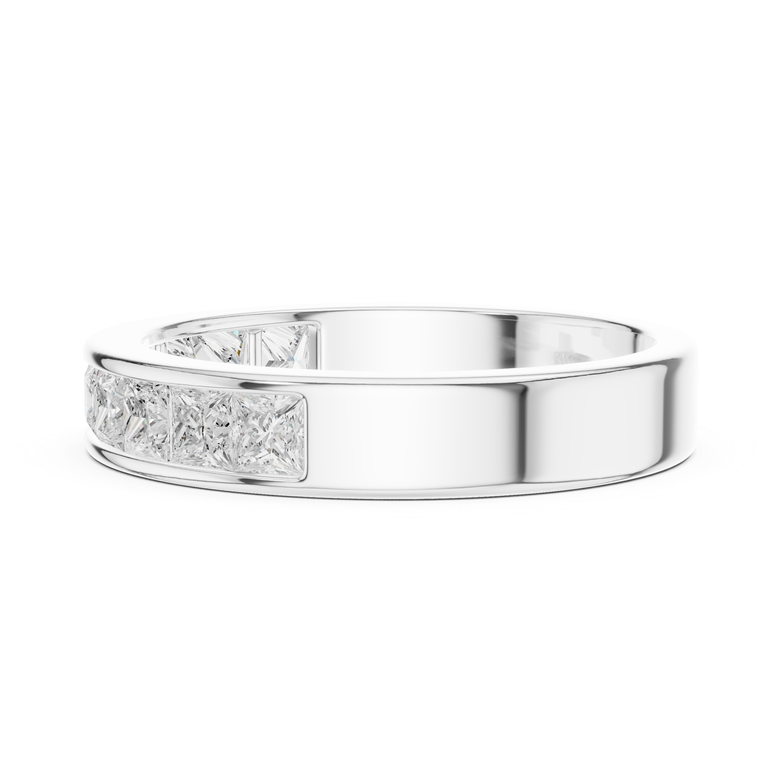 Princess Cut Channel Set Wedding Band – Modern Diamond Eternity Style Ring