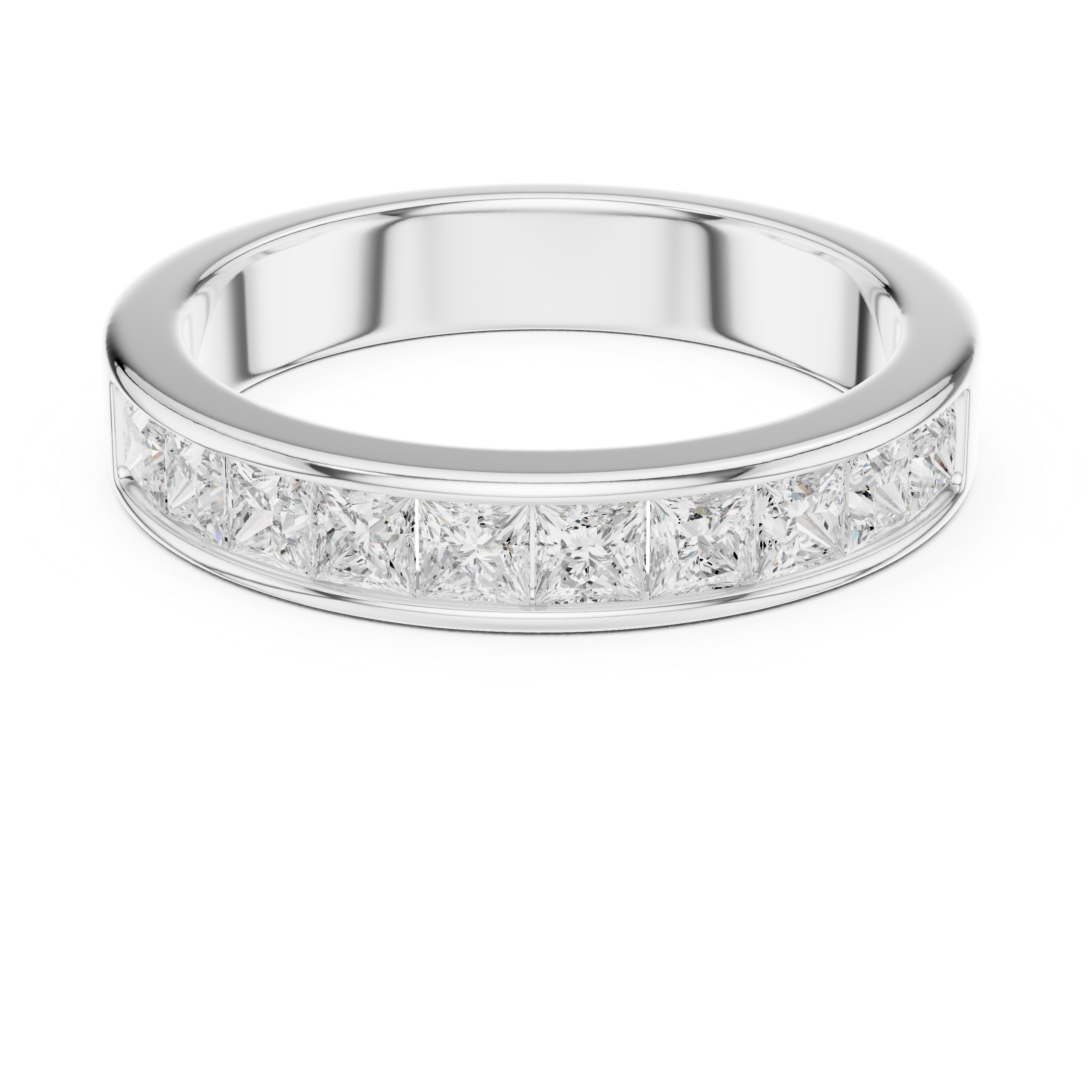 Princess Cut Channel Set Wedding Band – Modern Diamond Eternity Style Ring
