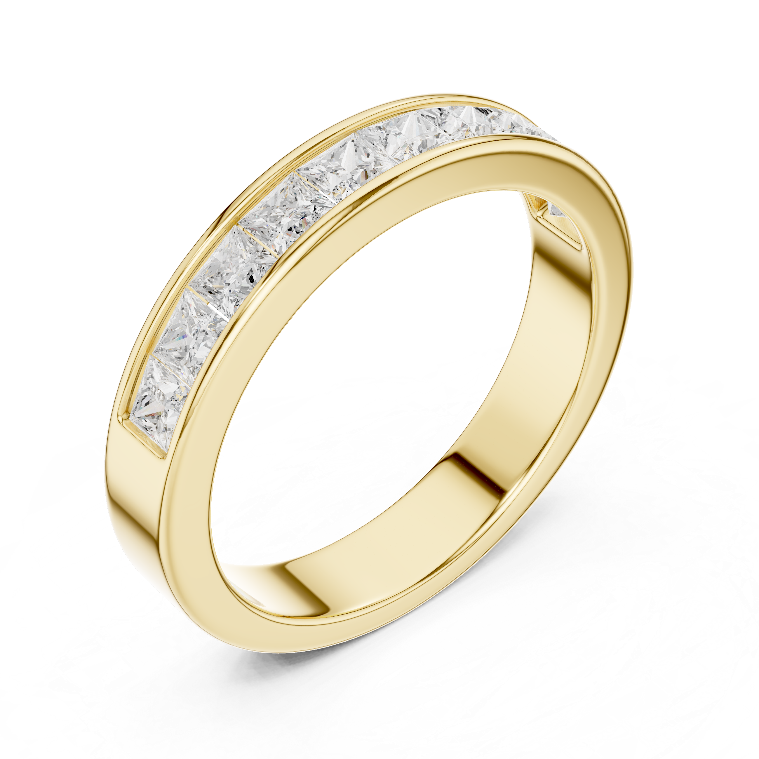 Princess Cut Channel Set Wedding Band – Modern Diamond Eternity Style Ring