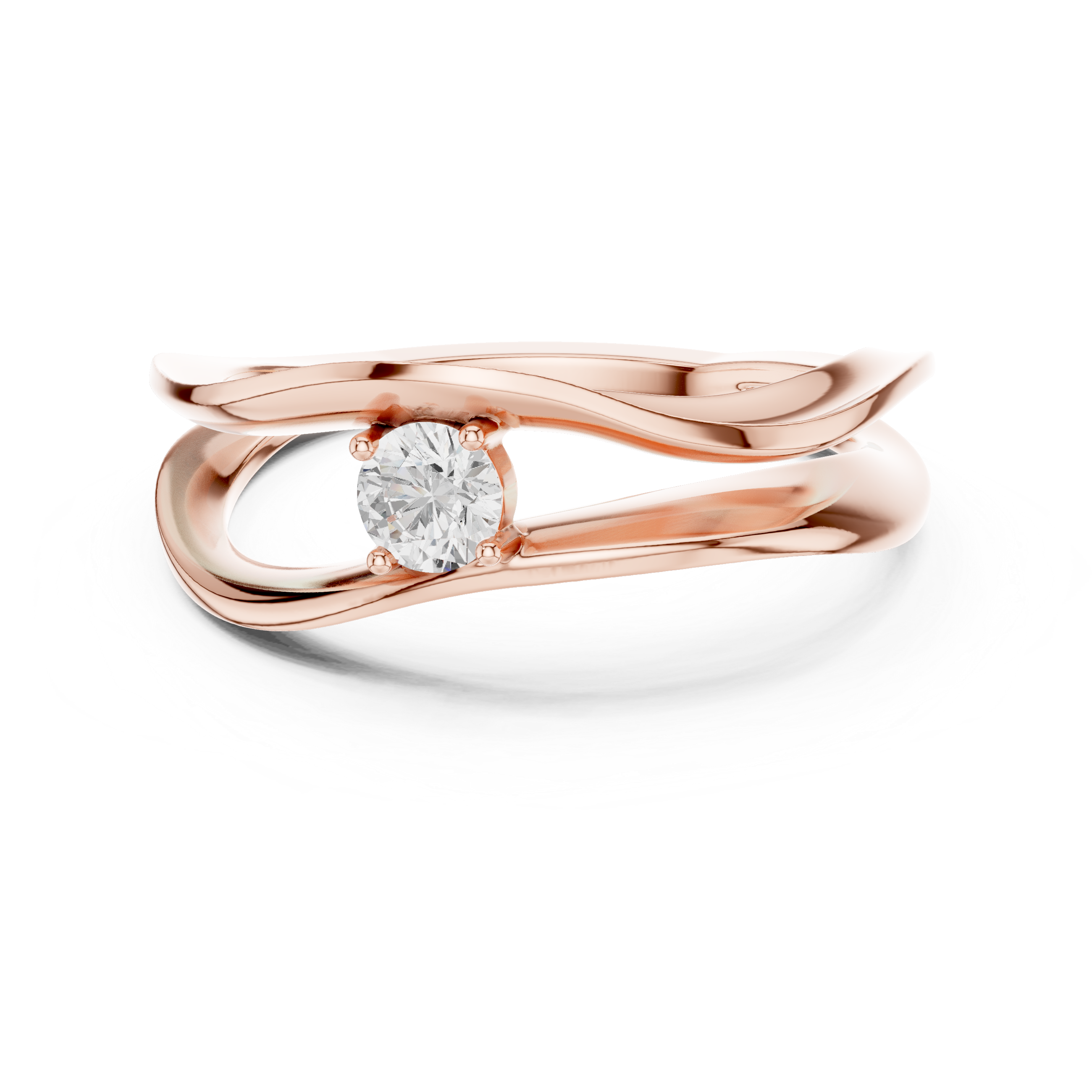 Modern Wave Solitaire Ring – Open Flow Diamond Engagement Ring