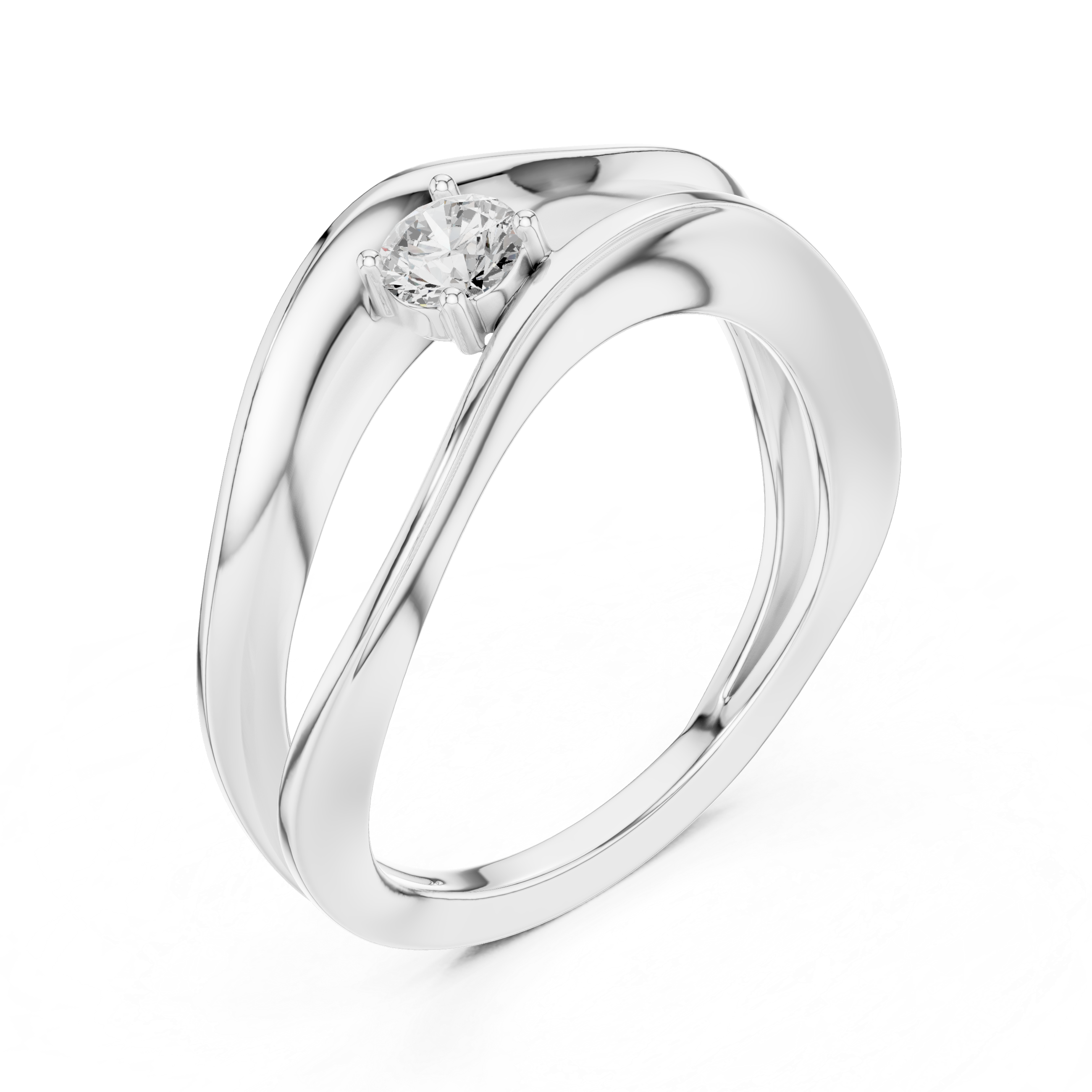 Modern Wave Solitaire Ring – Open Flow Diamond Engagement Ring