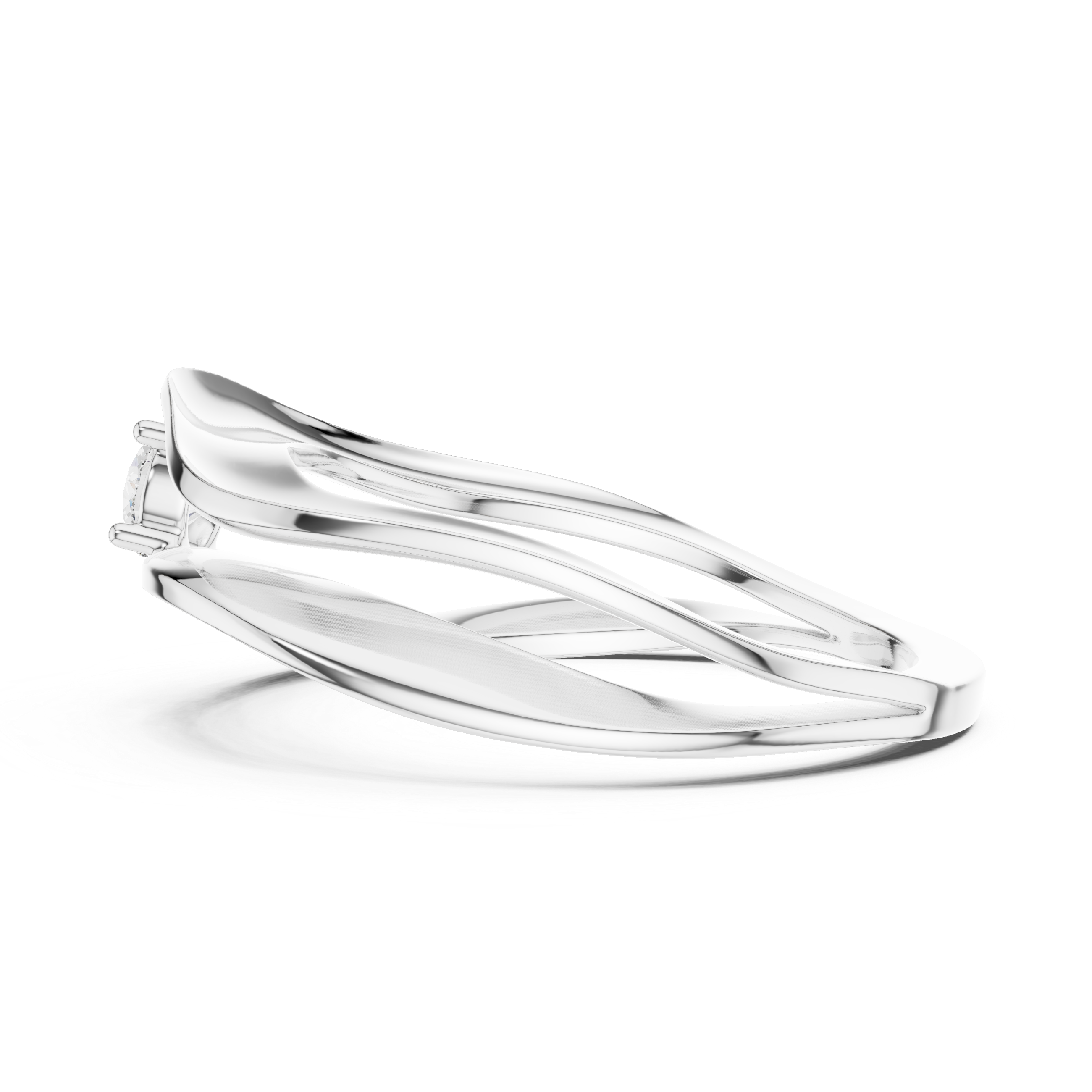 Modern Wave Solitaire Ring – Open Flow Diamond Engagement Ring