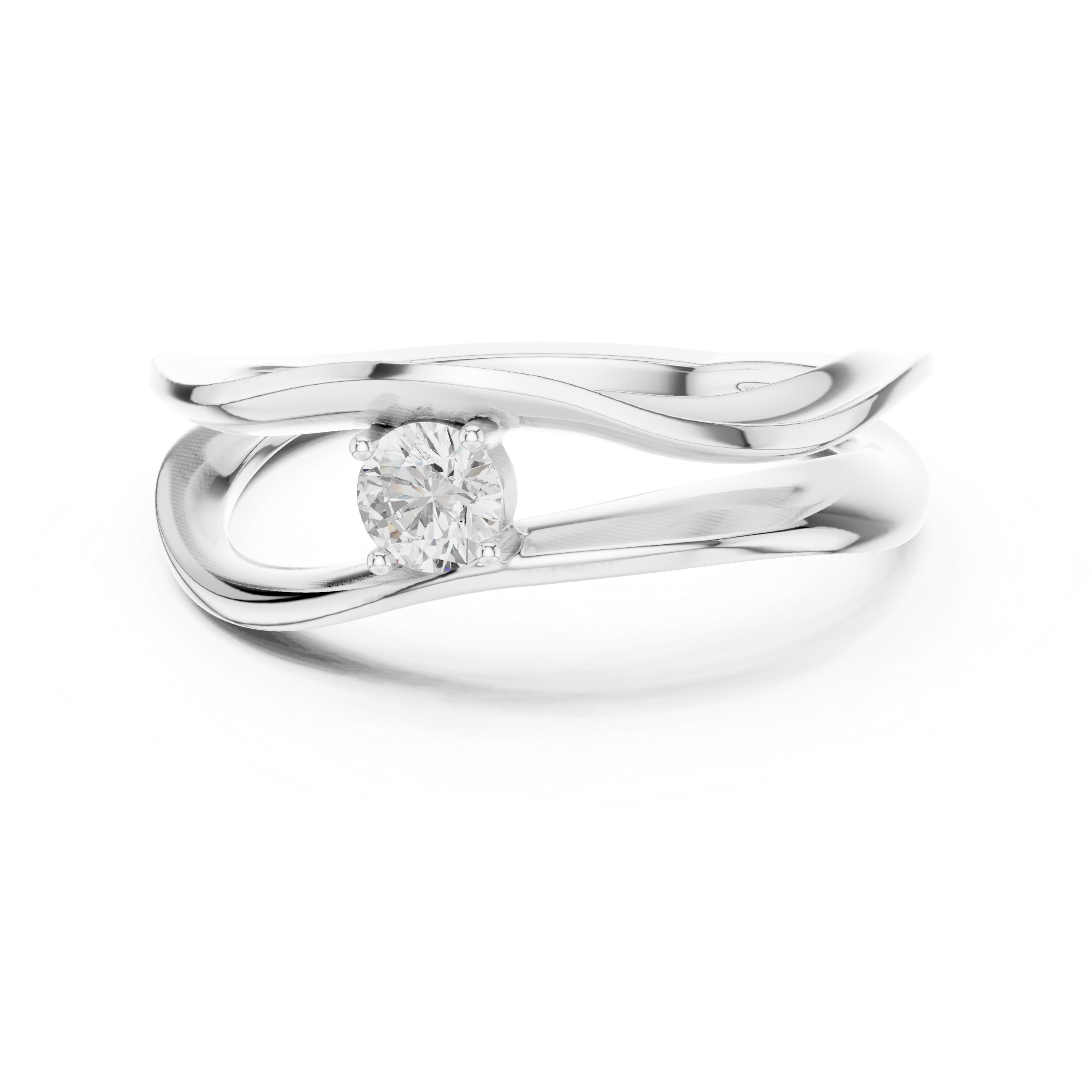 Modern Wave Solitaire Ring – Open Flow Diamond Engagement Ring