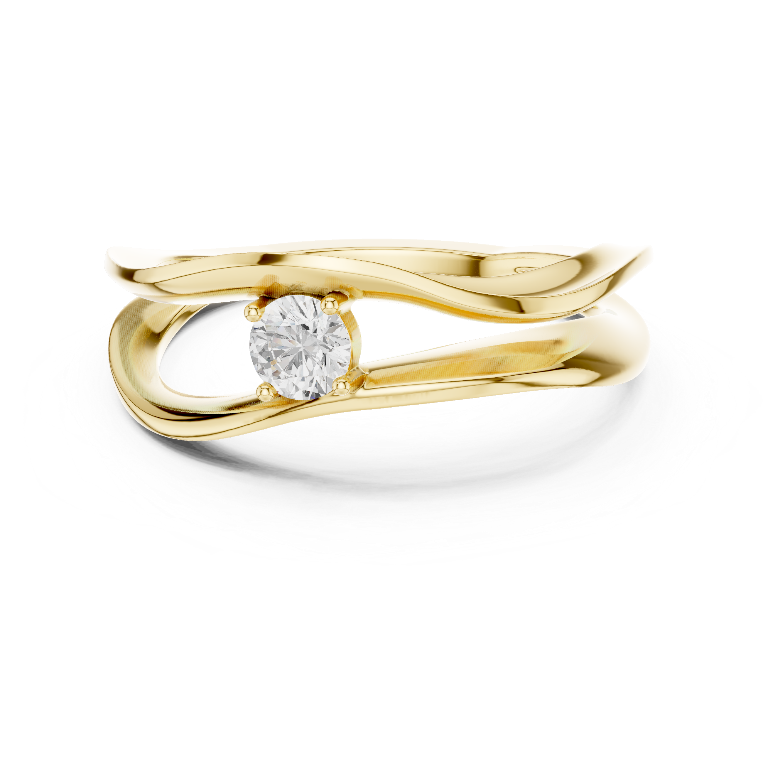 Modern Wave Solitaire Ring – Open Flow Diamond Engagement Ring