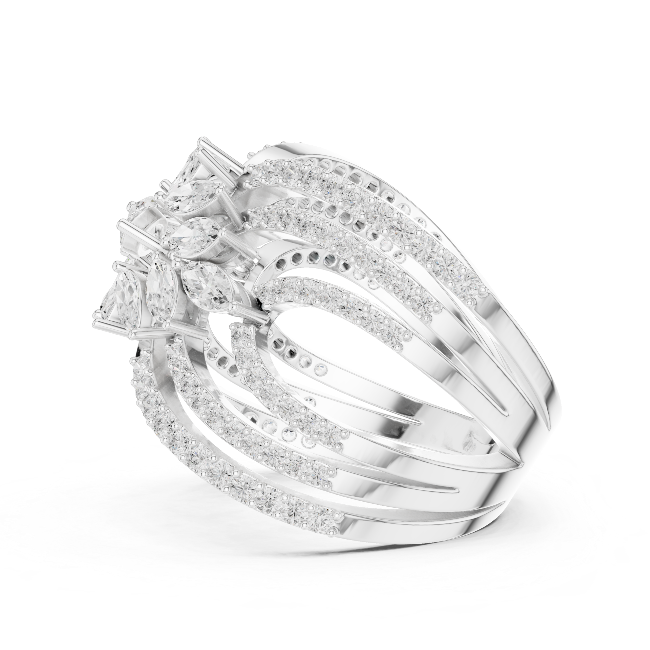 Luxury Marquise Diamond Butterfly Ring – Multi-Row Statement Cocktail Ring