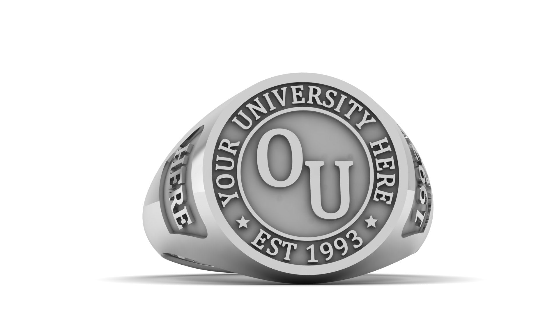 Custom University Ring – Unisex Round Face