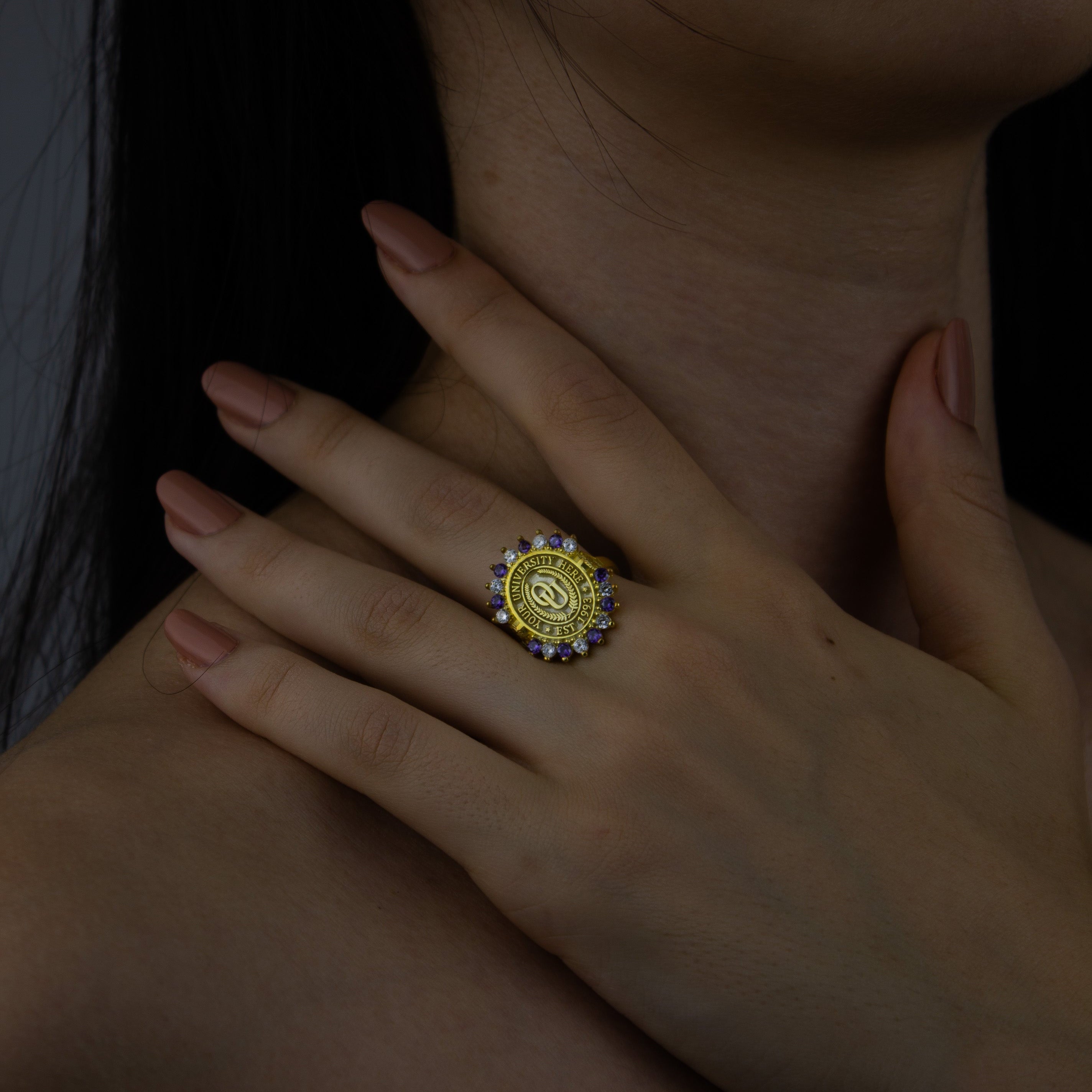 Serku Oval | Beaded Crest Signet Custom Collage Ring