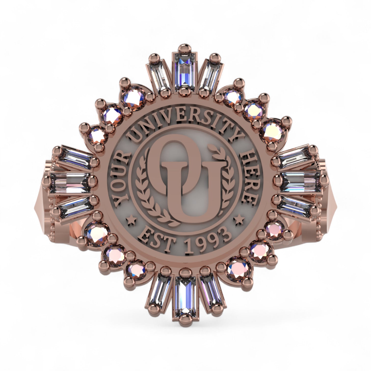 Custom Graduation Ring | Solid Gold & Sterling Silver University Keepsake