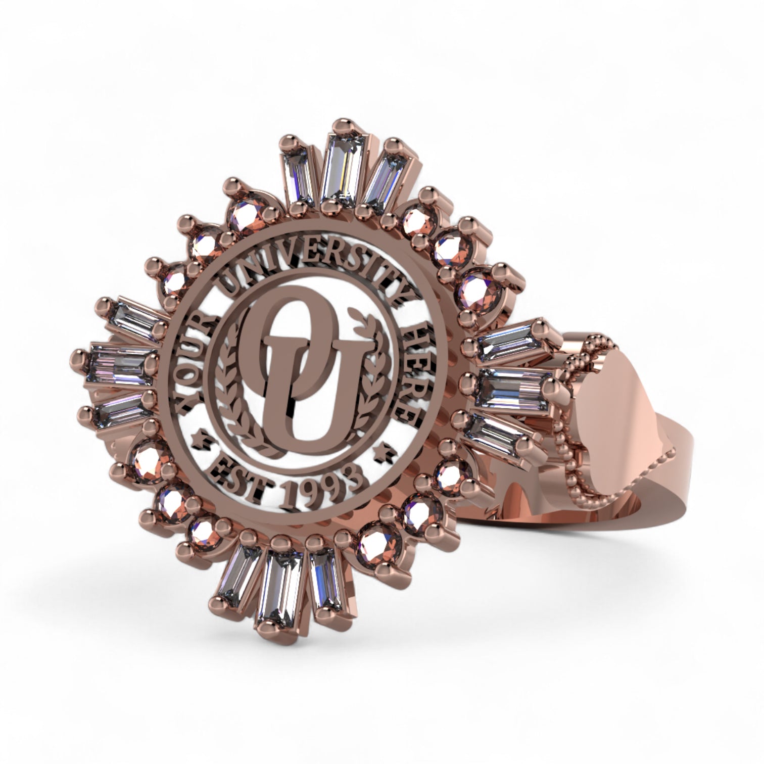 Custom Graduation Ring | Solid Gold & Sterling Silver University Keepsake