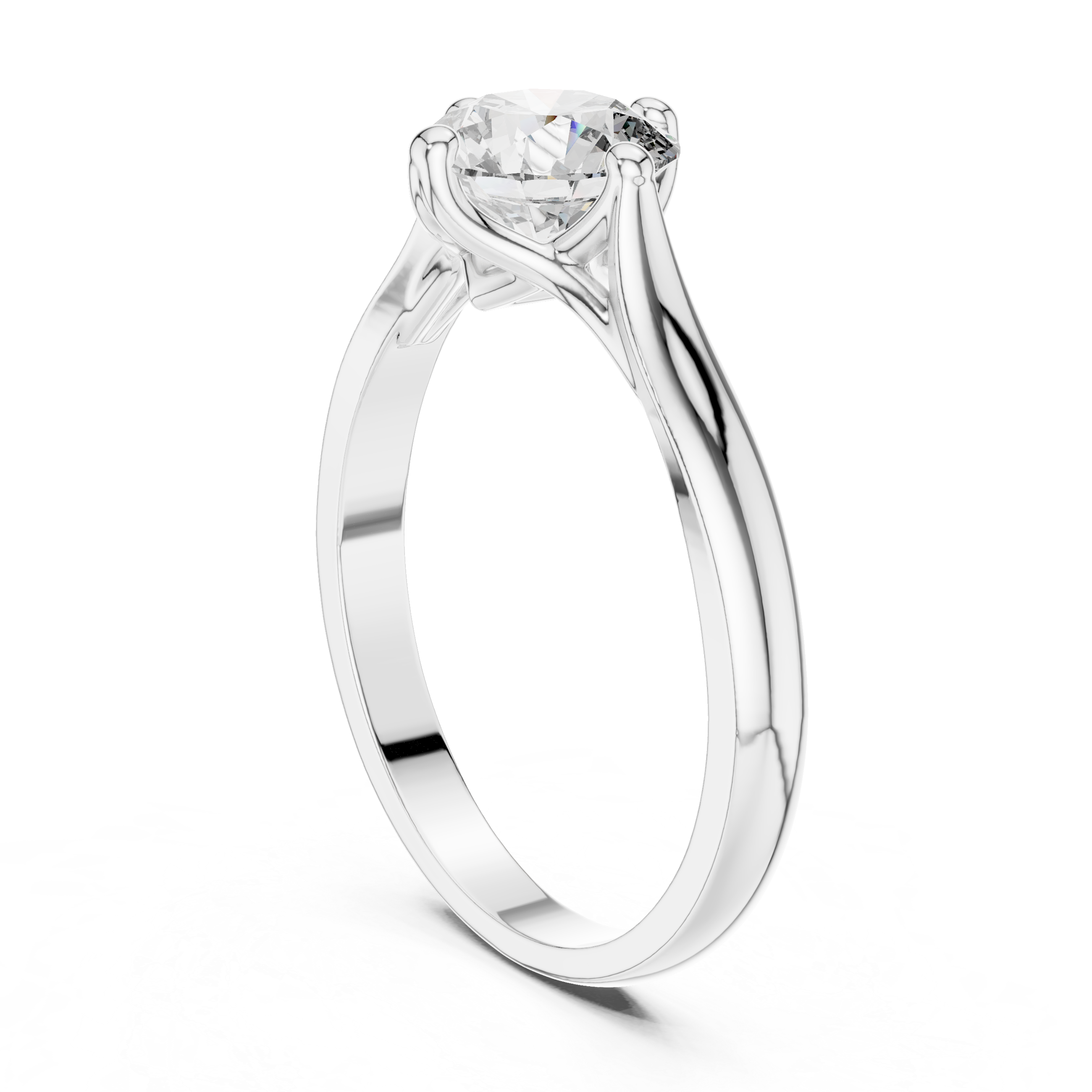 Classic Round Solitaire Engagement Ring with Cathedral Setting