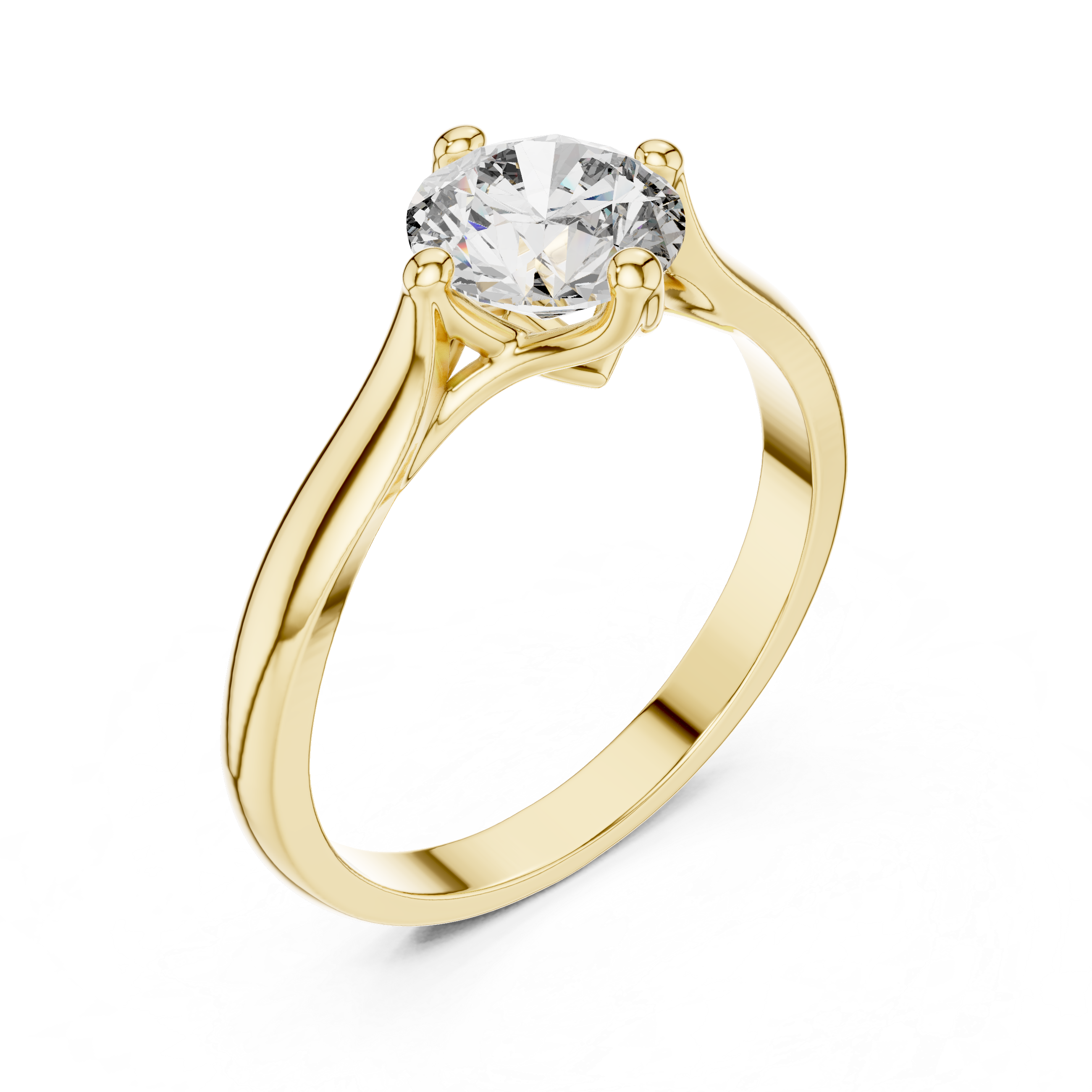 Classic Round Solitaire Engagement Ring with Cathedral Setting