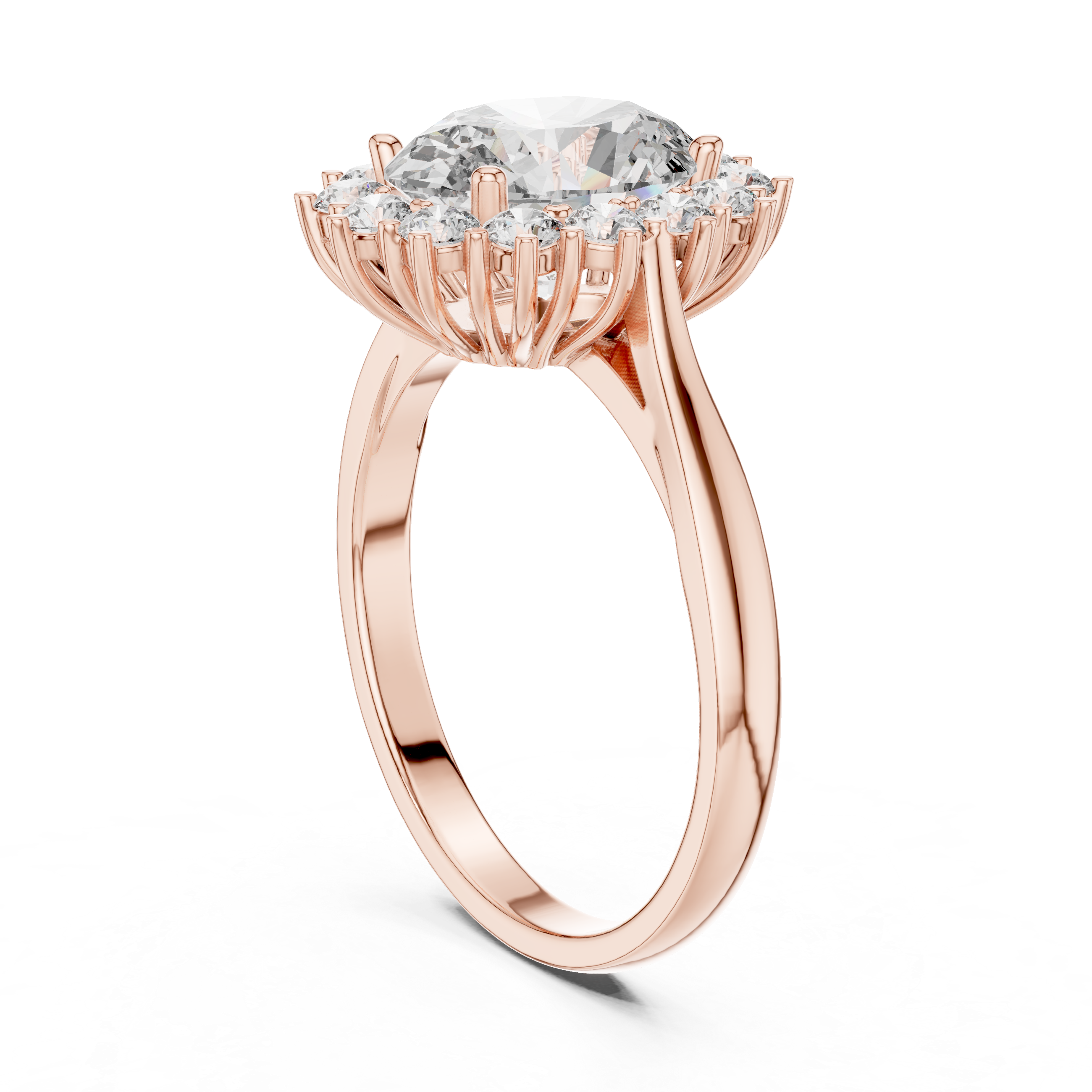 Oval Halo Engagement Ring with Diamond Cluster Frame