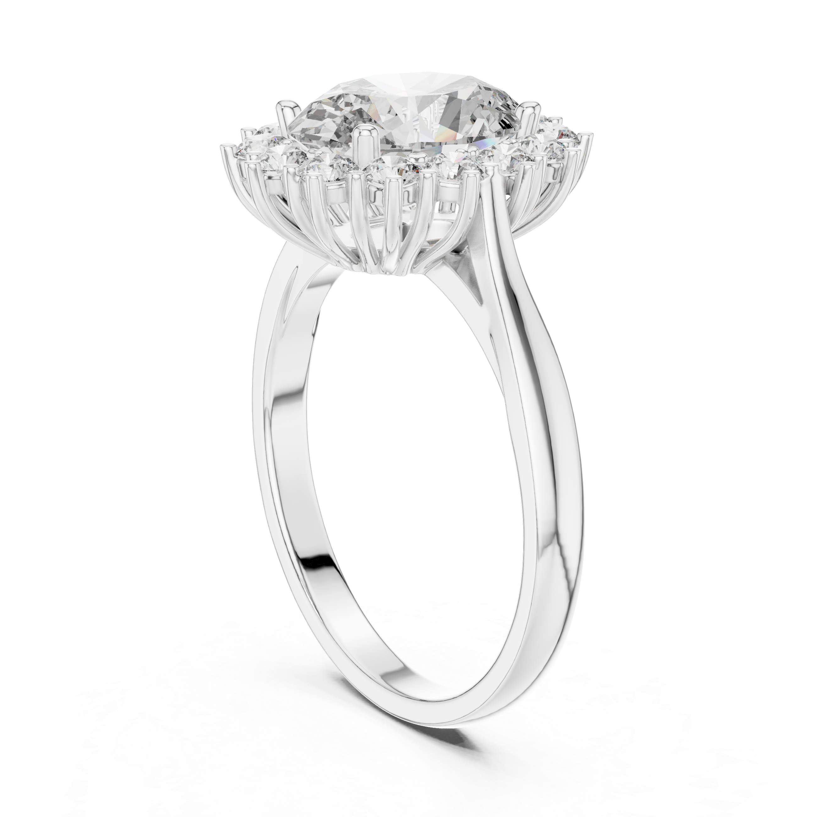 Oval Halo Engagement Ring with Diamond Cluster Frame