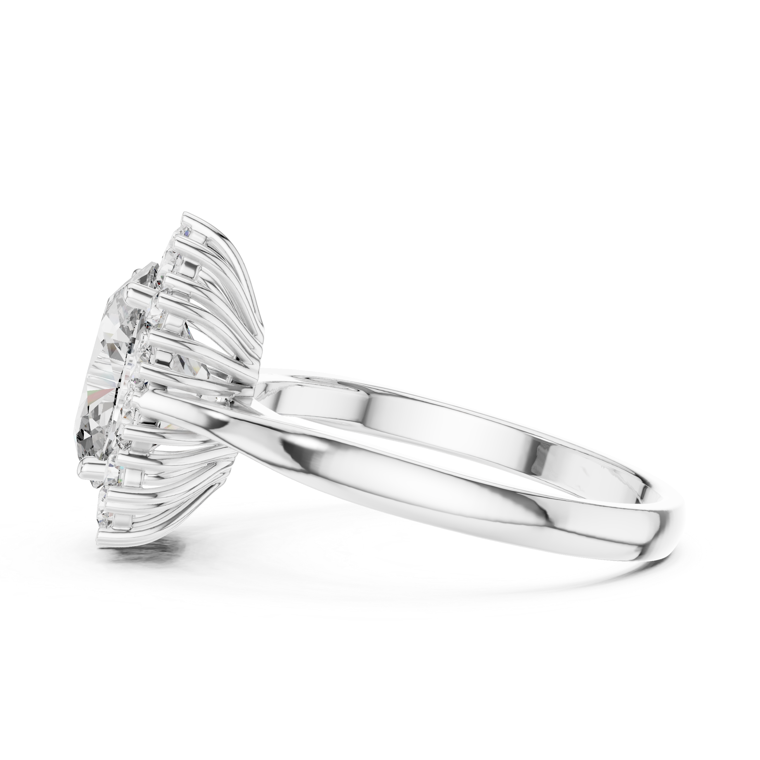 Oval Halo Engagement Ring with Diamond Cluster Frame